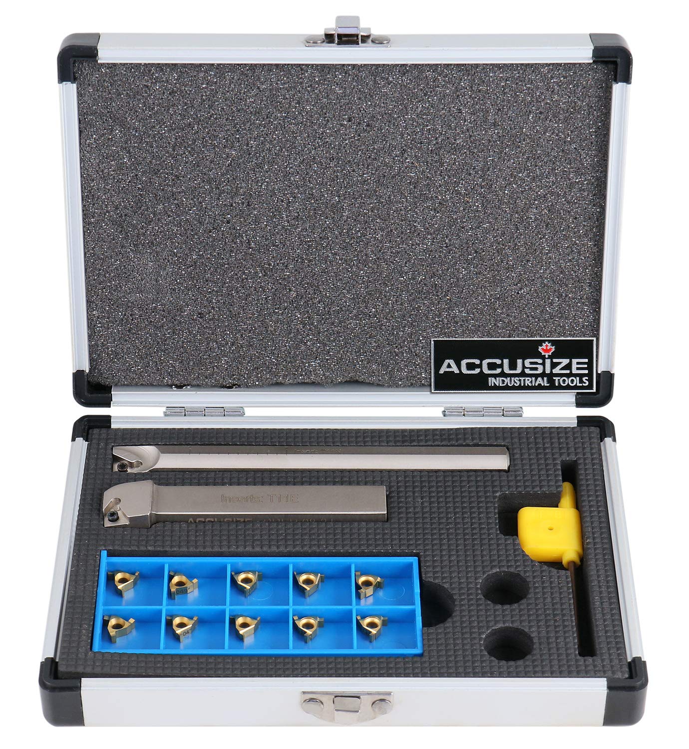 Accusize Industrial Tools 1/2'' Shank 2-Piece Indexable Groove Tool Set 0028-1230 for Metalworking & Machining