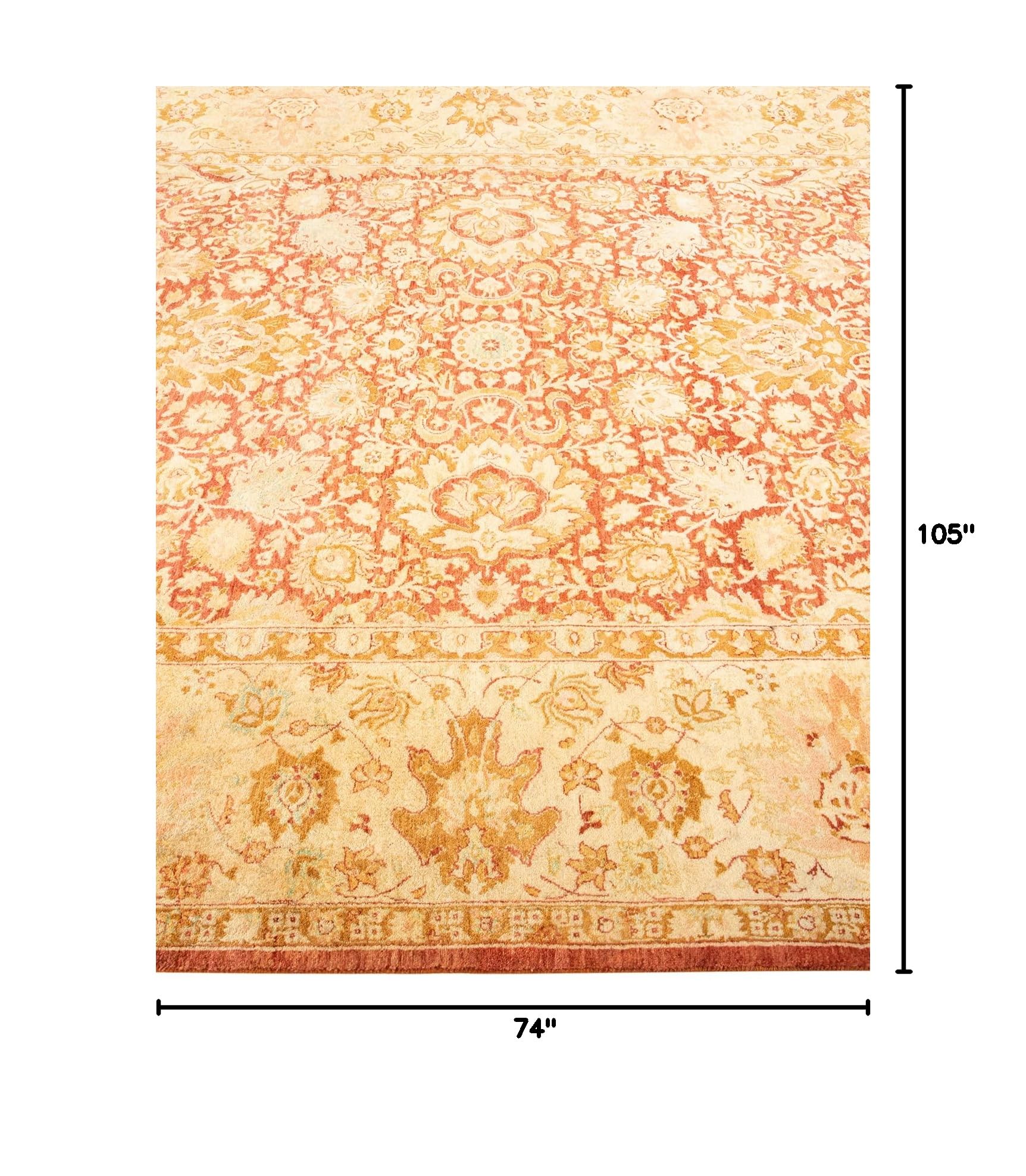 Handmade Traditional Floral Mogul Pink Wool Area Rug 6x9 - One of a Kind Hand Knotted Solo Rugs for Living Room, Bedroom & Home Decor