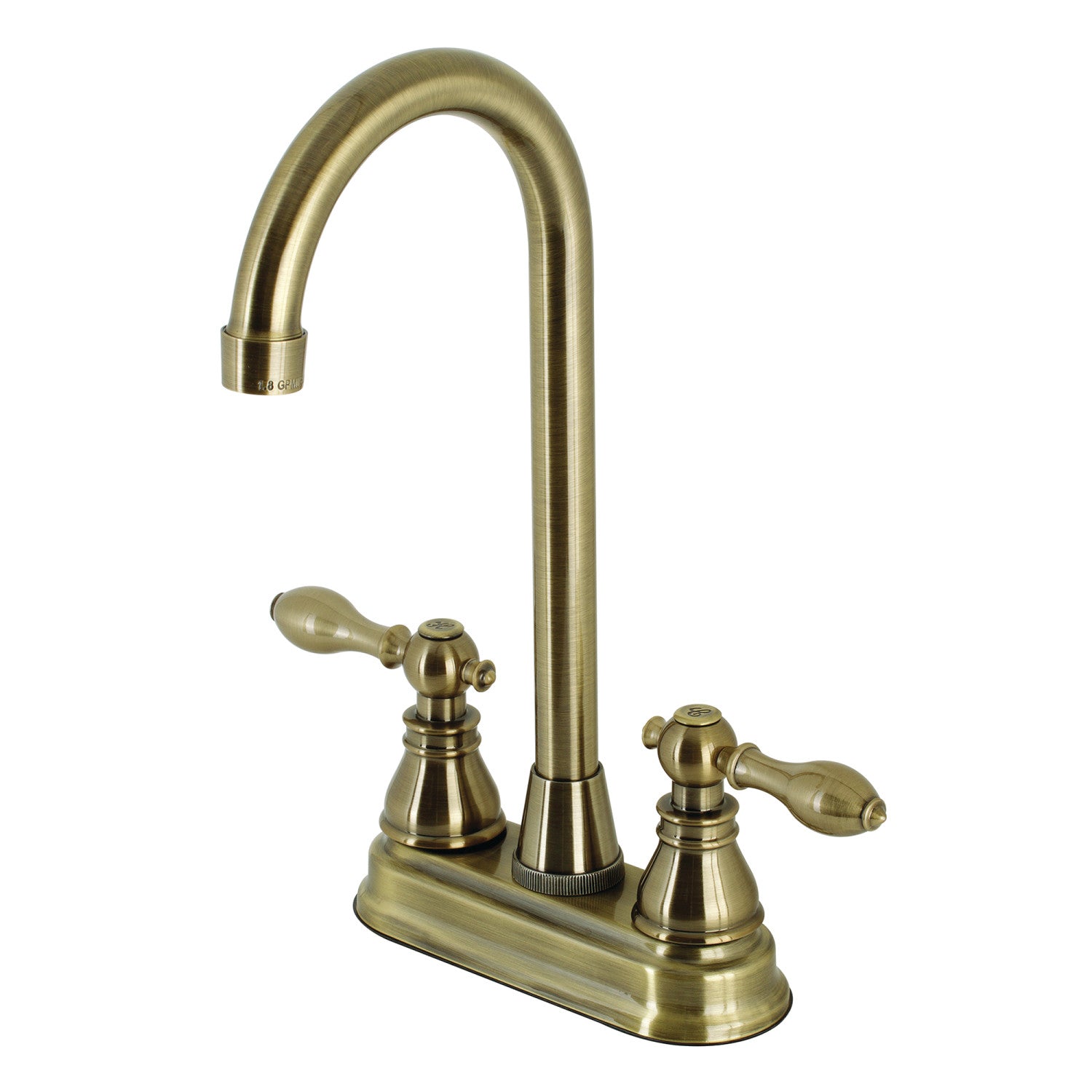 American Classic KB493ACL Two Handle 2 Hole Deck Mount Bar Faucet in Antique Brass - Perfect for Kitchen Sinks, Wet Bars, and Outdoor Entertaining Areas