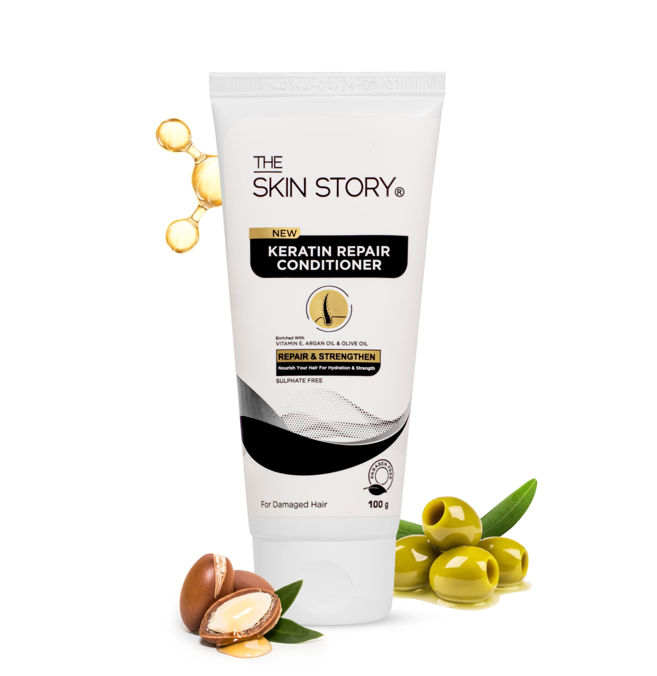 Repairing Hair Conditioner for Treated & Colored Hair - Keratin & Argan Oil Infused Treatment for Split Ends & Damaged Hair - Sulfate-Free Formula with Vitamin E & Olive Oil - Long-Lasting Shine for Women & Men (100g) - Perfect for Salon-Treated, Bleached or Chemically Damaged Hair Care Routine
