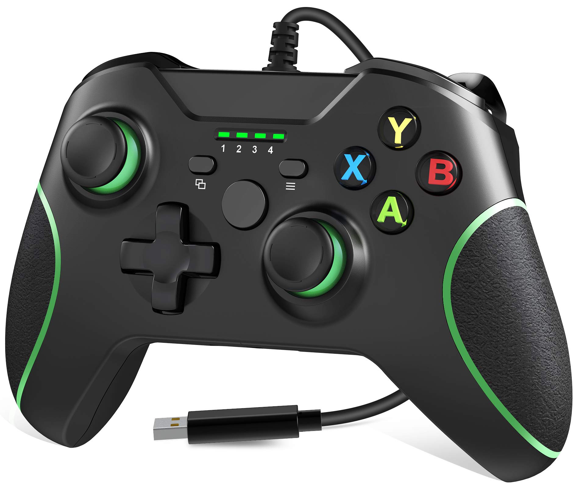 Xbox One Wired Controller - USB Gaming Gamepad with Dual Vibration & Headset Jack, Compatible with Xbox One/S/X, Steam, PC Windows 7/8/10 (Black) - Perfect for Competitive Gaming & Home Entertainment