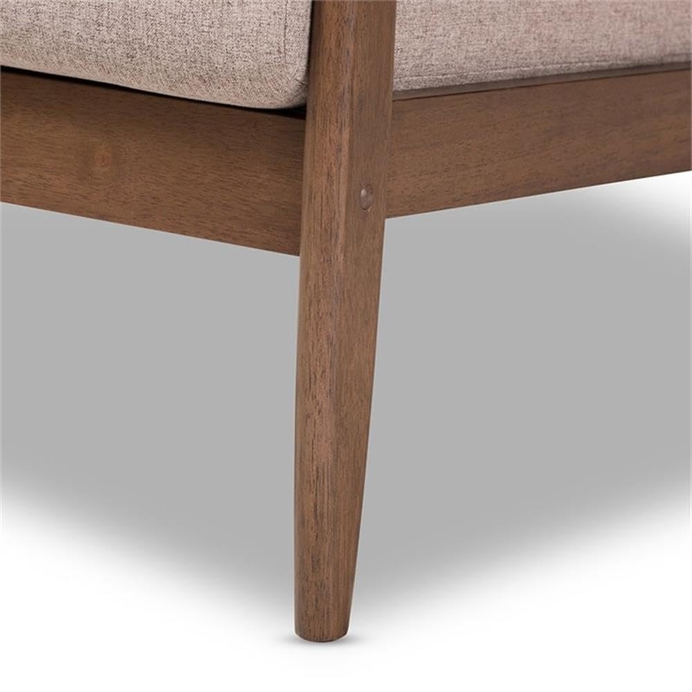 BOWERY HILL Modern Accent Arm Chair - Light Brown Upholstery with Walnut Brown Wooden Legs - Perfect for Living Room, Bedroom or Office Decor