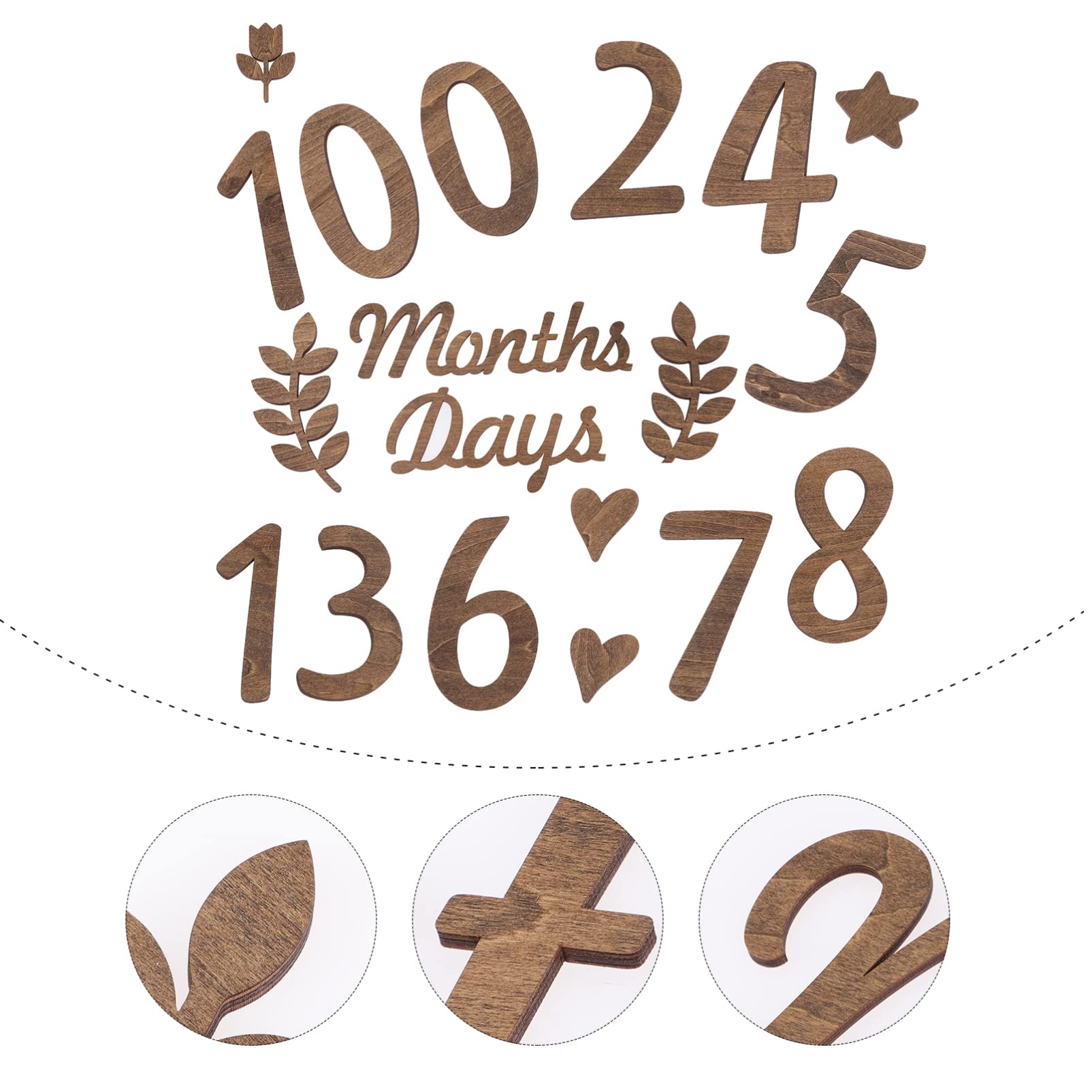 VICASKY 4 Pack Wooden Baby Milestone Photo Props - Customizable Monthly Age Number Signs for Newborn Photography, First Birthday & Monthly Growth Pictures (1-12 Months) - Perfect for Baby Shower Gifts and Nursery Decor