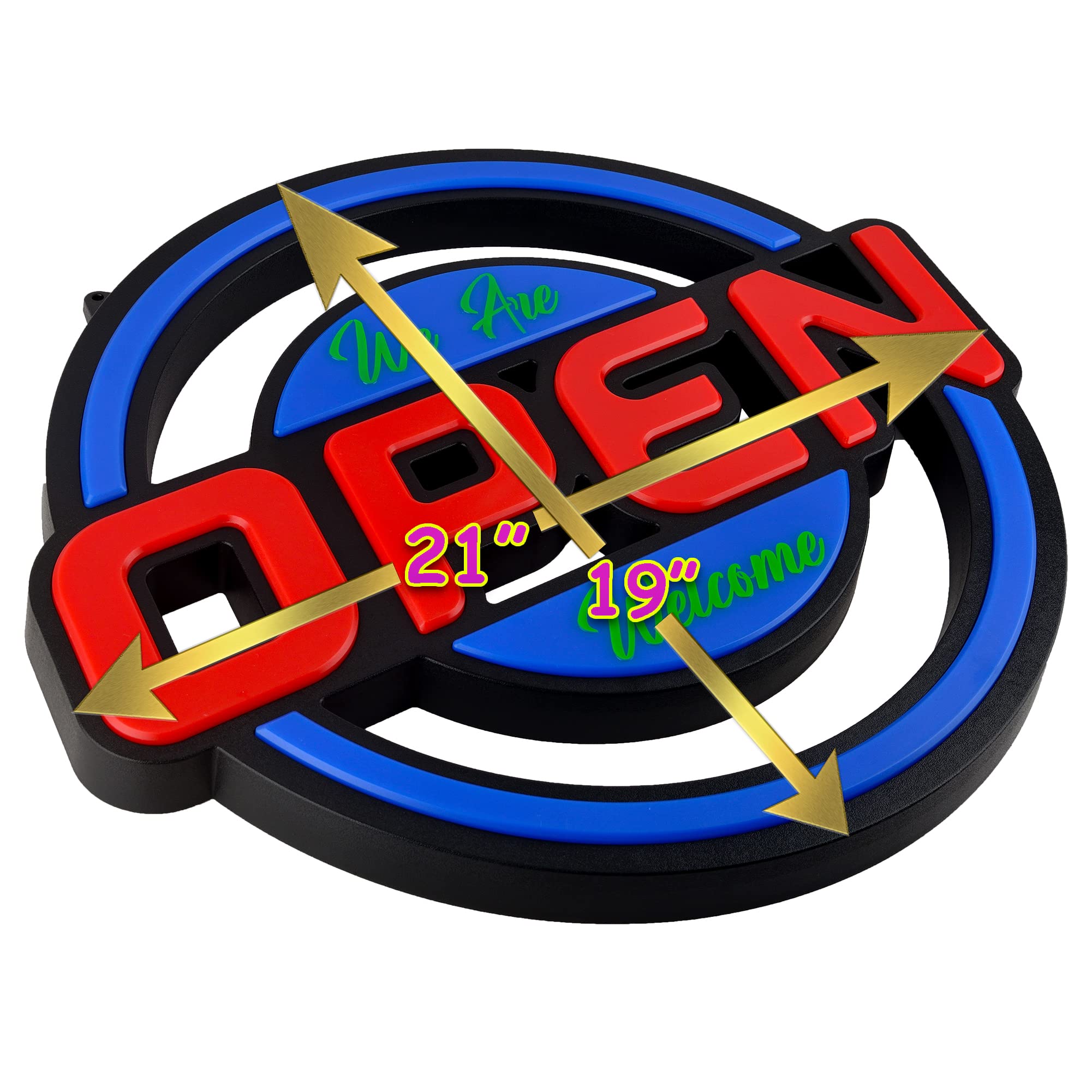 21x19 Inch Ultra Bright Jumbo LED Neon Open Sign with Remote Control - Perfect for Storefronts, Restaurants & Retail Businesses - Day & Night Visibility