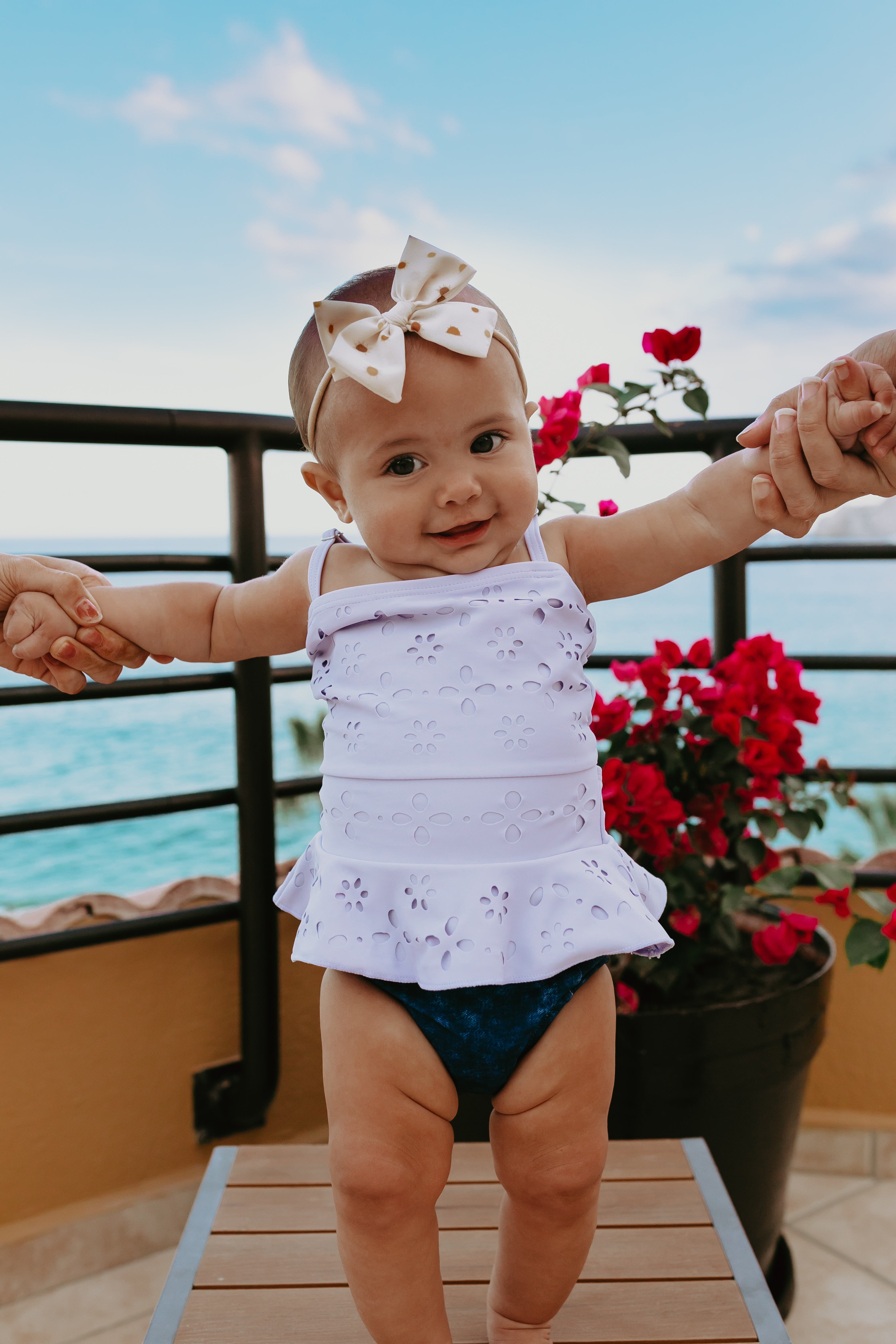 Little Girls Liberty Eyelet Peplum Tankini Swimsuit - Cute Ruffle Bikini Top & Bottom Set for Toddler - Perfect for Beach, Pool & Summer Vacation - $32