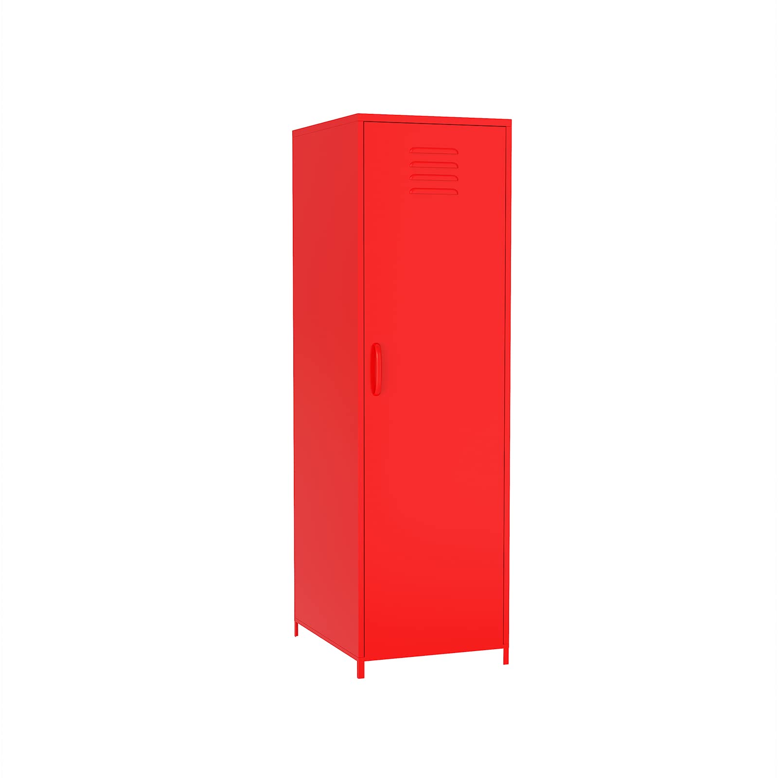 Steel Locker Cabinet - Single Door Metal Storage Locker with Hanging Rod & Shelves for Bedroom, School, Classroom | Organize Toys, Clothes & Essentials in Style (Red)
