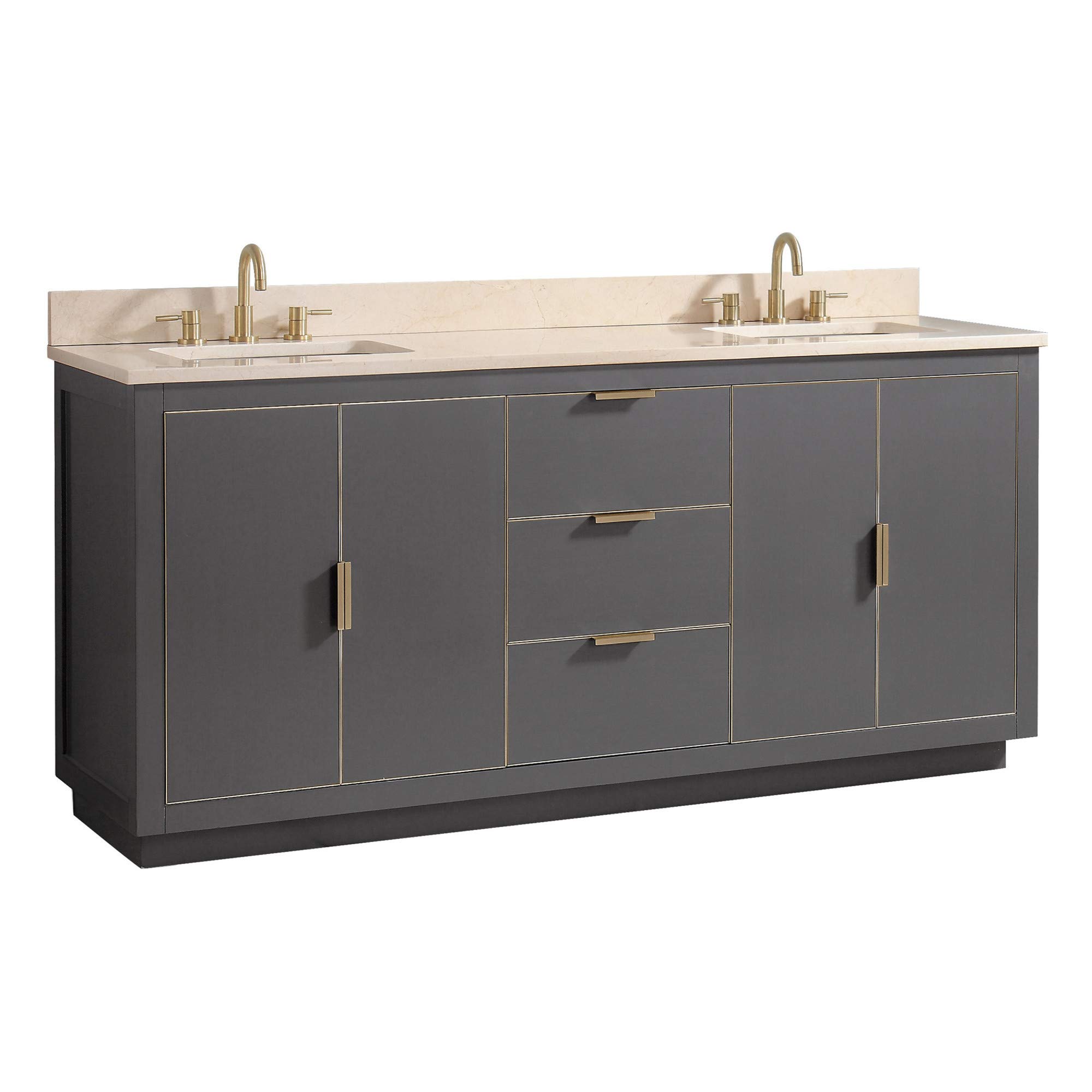 73 Inch Modern Bathroom Vanity with Soft Close Doors - Twilight Gray Finish for Master Bath & Powder Room Remodeling