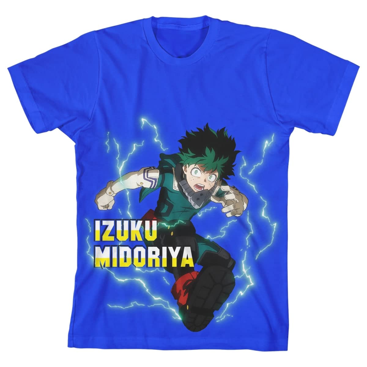 My Hero Academia Izuku Midoriya Lightning Print Royal Blue T-Shirt for Boys - Anime Cosplay, Casual Wear & Gift for Anime Fans