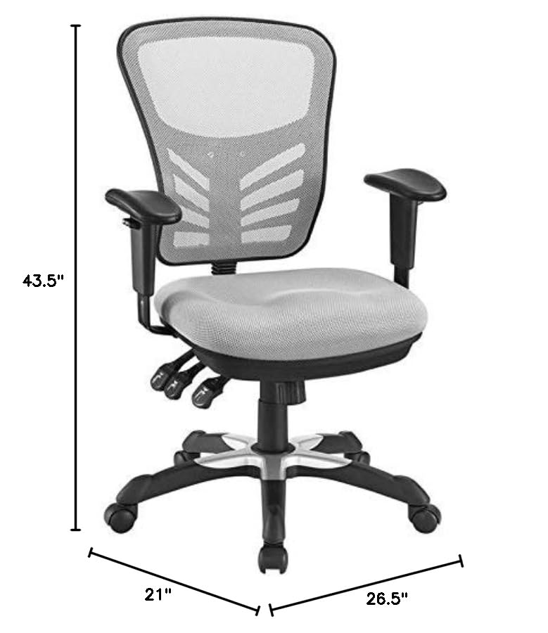 Hawthorne Collections Gray Mesh Fabric Office Chair - Ergonomic Desk Chair for Home & Office Workspace, Comfortable Computer Chair for Long Hours Sitting