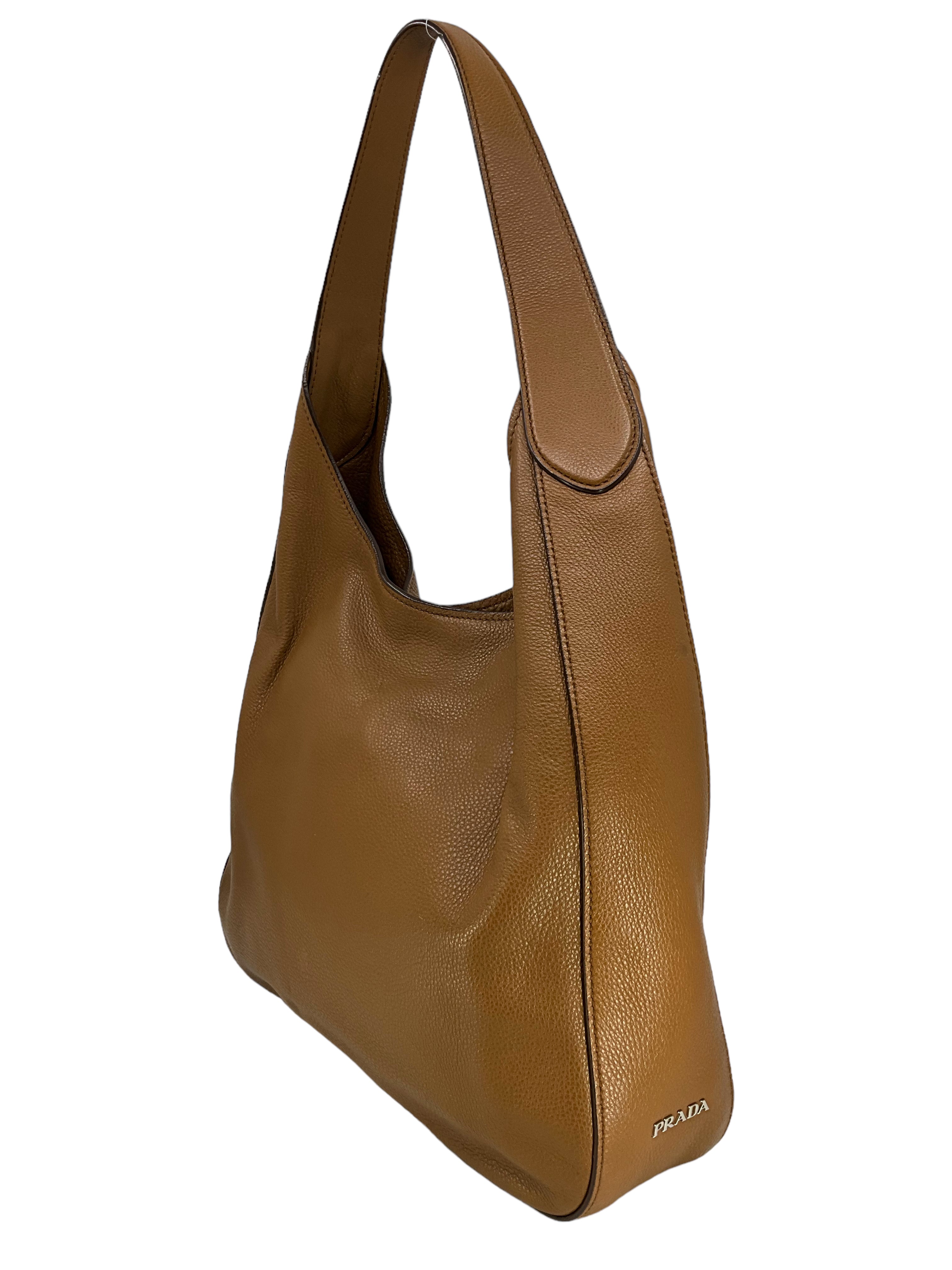 PRADA Vitello Corsica Pocket Hobo Bag - Luxury Leather Shoulder Handbag for Women | Perfect for Work, Travel & Everyday Use