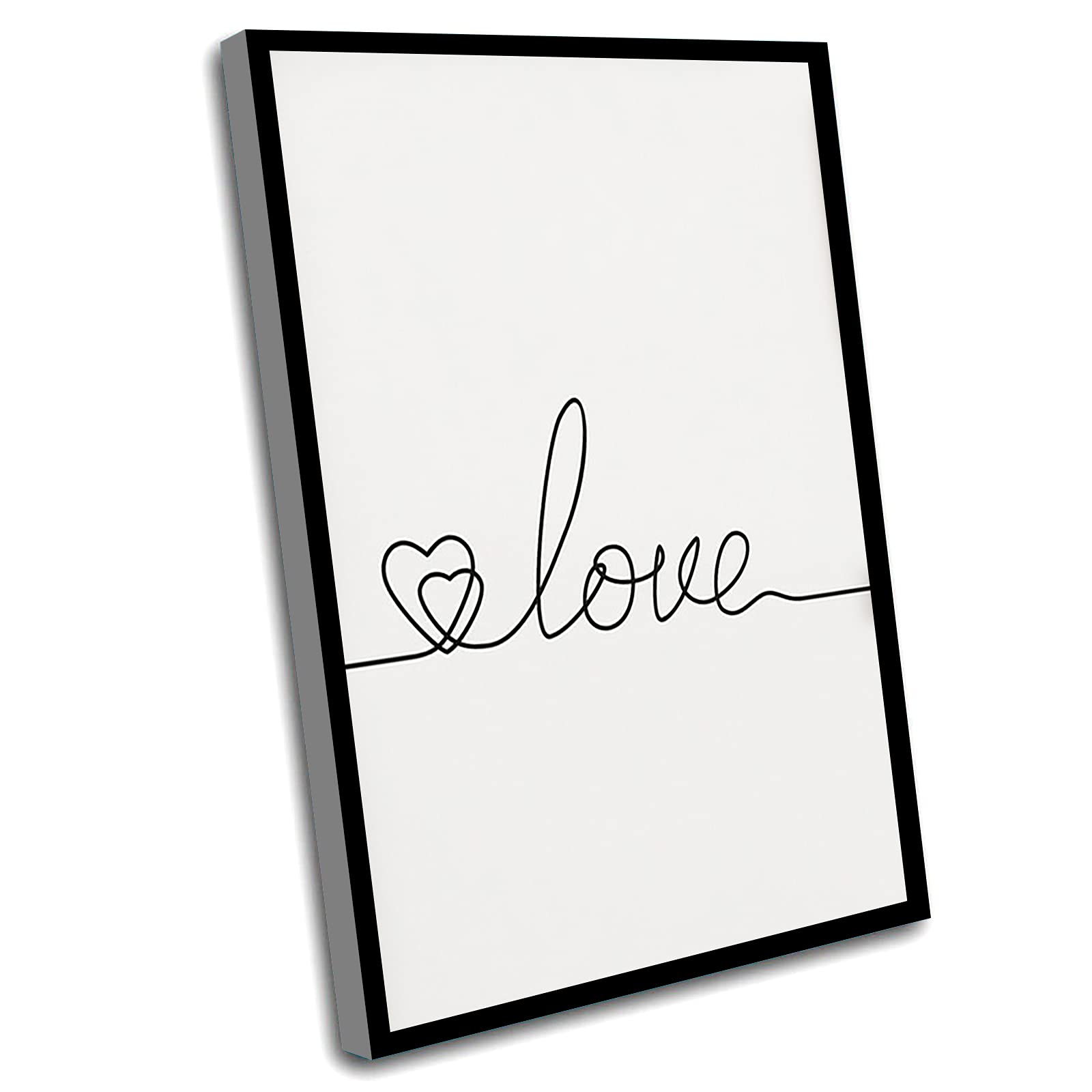 Abstract Line Work Wall Art - Minimalist Heart Drawing Canvas Print - 12x16 Inch Framed Home Decor for Living Room, Bedroom & Office