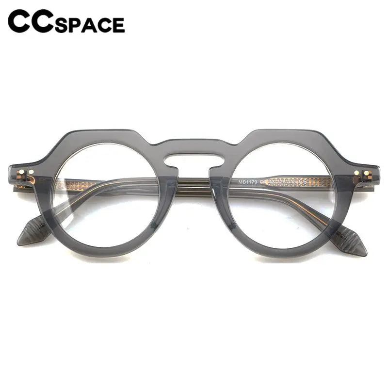 CCspace Women's Full Rim Flat Top Round Acetate Eyeglasses Frame 56936 - Stylish & Lightweight for Work, Reading & Everyday Fashion