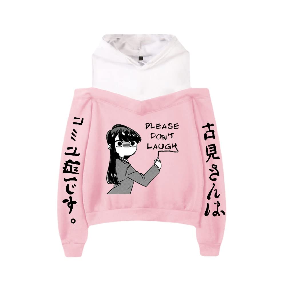 Komi Can't Communicate Anime Hoodie for Women - Off Shoulder Pullover Sweatshirt | Cute Harajuku Streetwear | Perfect for Cosplay, Anime Conventions & Casual Wear