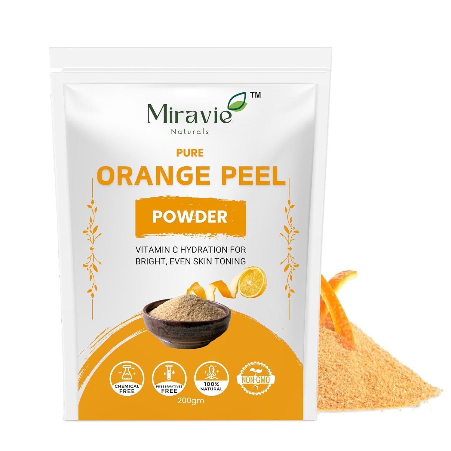 Organic Orange Peel Powder for Oily Skin & Glowing Complexion | 100% Pure Vitamin C Rich Santra Chilka Powder | Natural Skin Brightener & Oil Control | DIY Face Masks, Scrubs & Beauty Recipes (100g, Pack of 1)