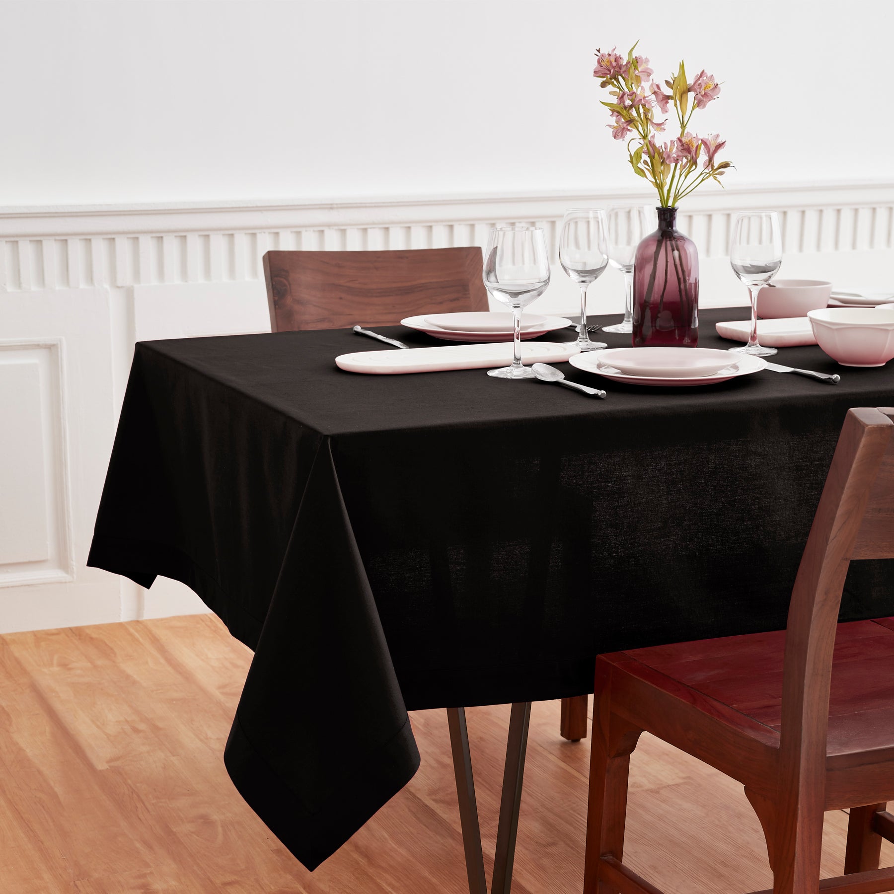 Premium Dru Cotton Linen Tablecloth - 60x90 Inch Natural Woven Table Cover for Dining, Kitchen & Outdoor Picnics - Washable & Wrinkle-Resistant