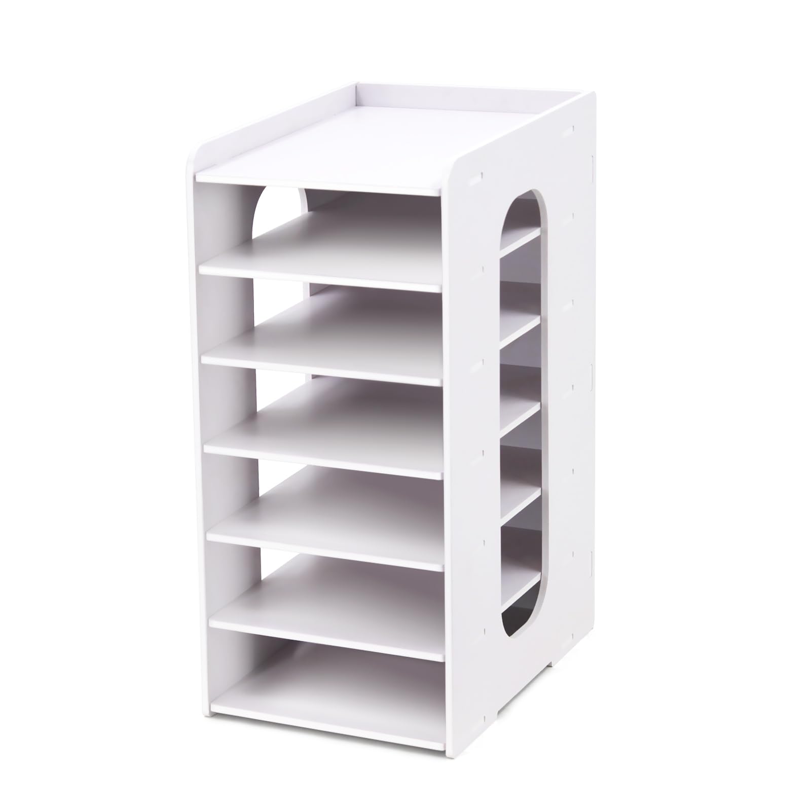 SONGWAY 7-Tier Desktop Mail Sorter Organizer - Letter & Bill Holder, Small File Organizer with Accessories Storage, White - Perfect for Home Office, Mailroom, and Workspace Organization