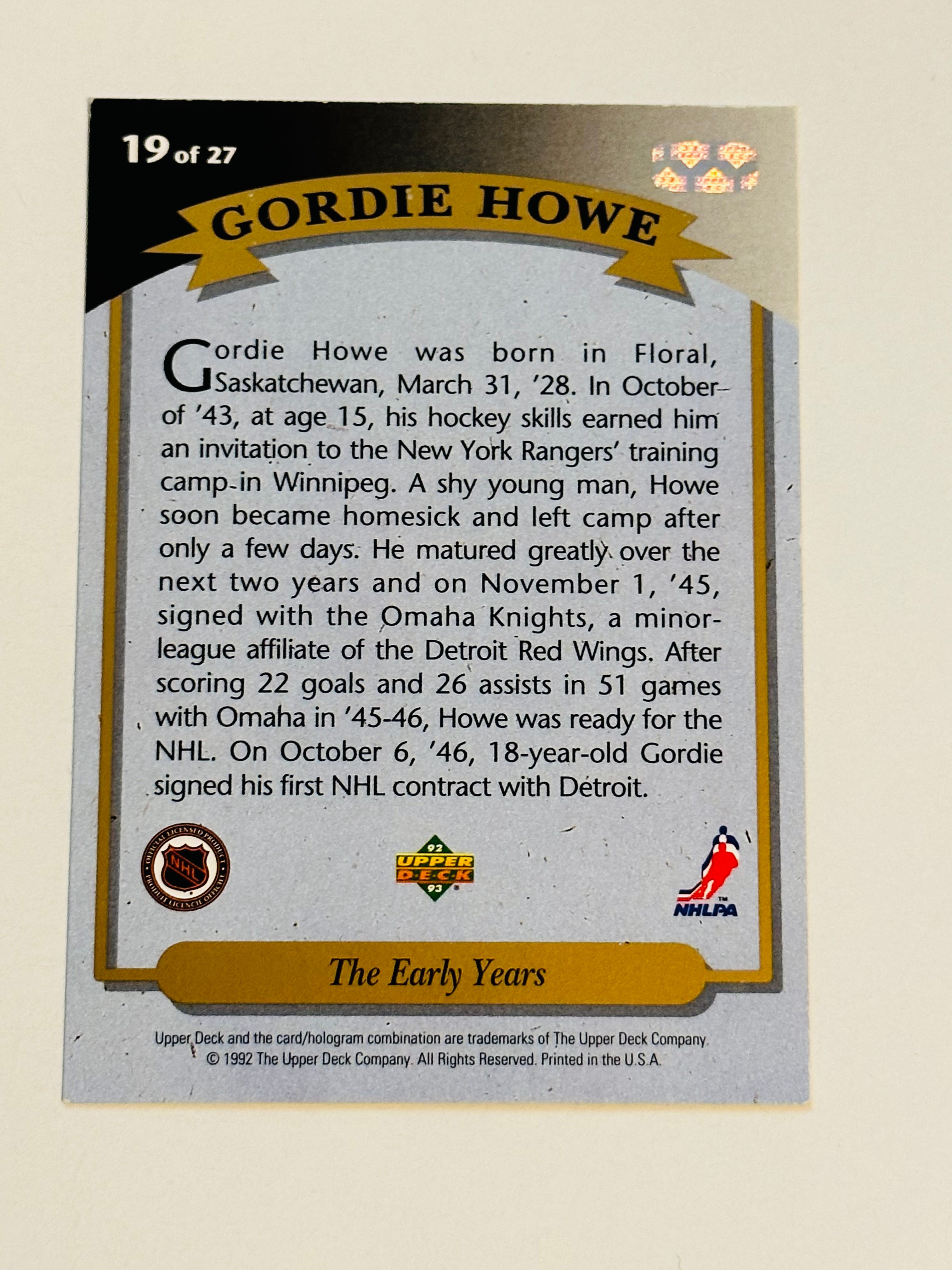 Gordie Howe Autographed Hockey Card with COA - Authentic NHL Memorabilia for Collectors & Fans - Perfect for Display, Gifts & Sports Memorabilia Collections