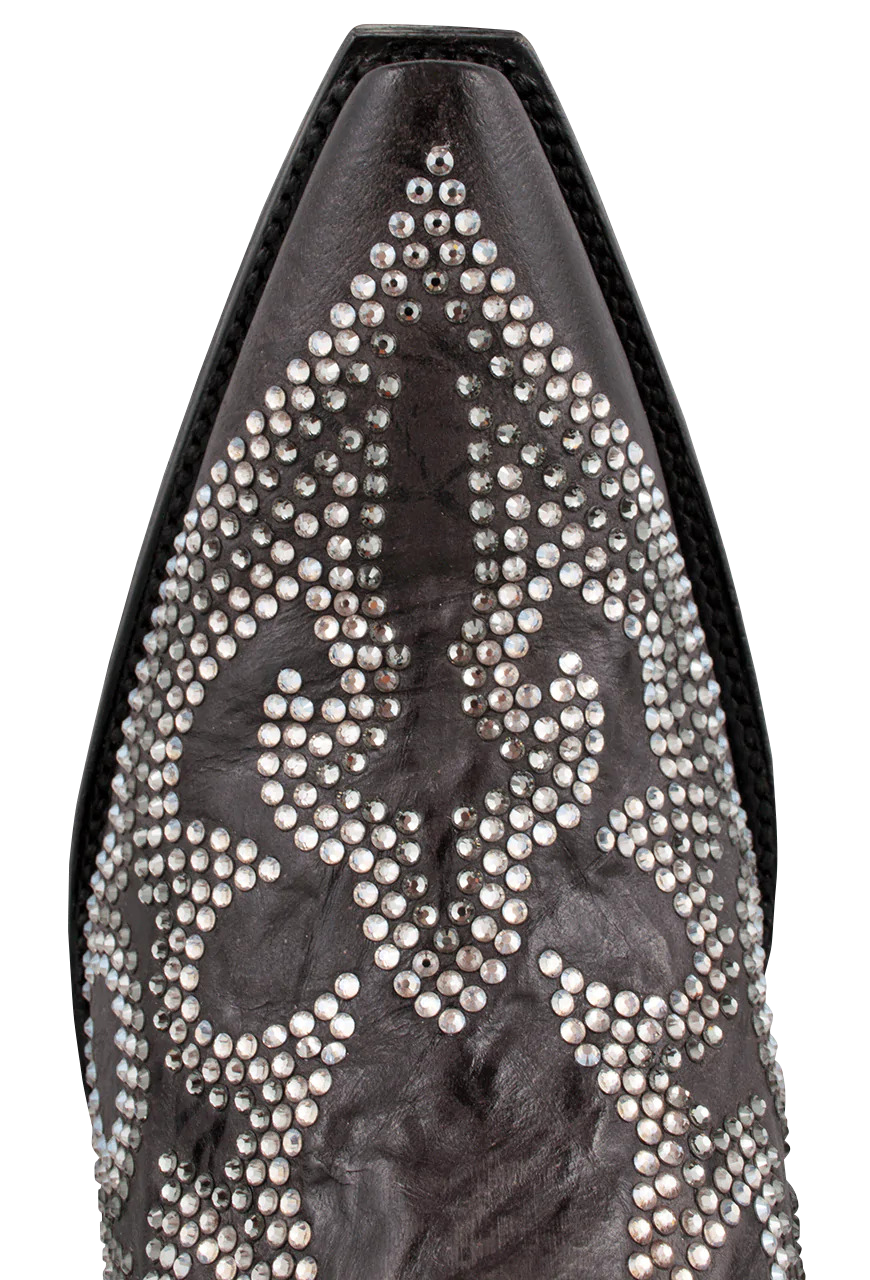 Old Gringo Crystal Diego Cowgirl Boots - Dark Brown Western Boots for Women | Handmade Leather Cowgirl Boots with Crystal Accents | Perfect for Rodeo, Country Dancing & Western Fashion