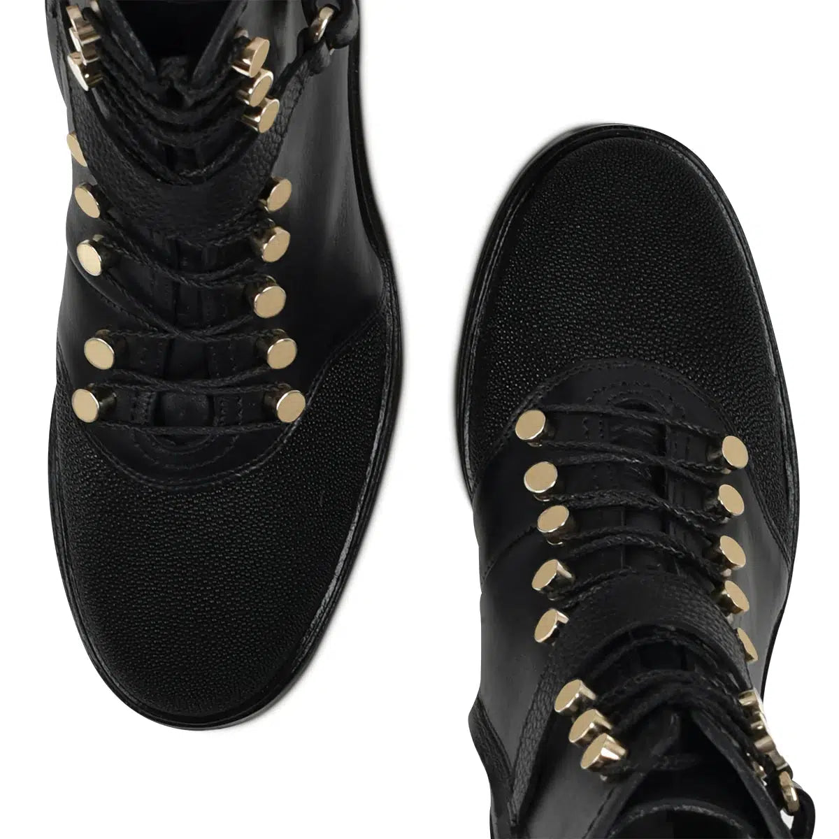 Stylish Black Stingray Ankle Combat Boots for Women - Fashionable & Durable Footwear for Casual Outfits, Night Out, and Streetwear Looks