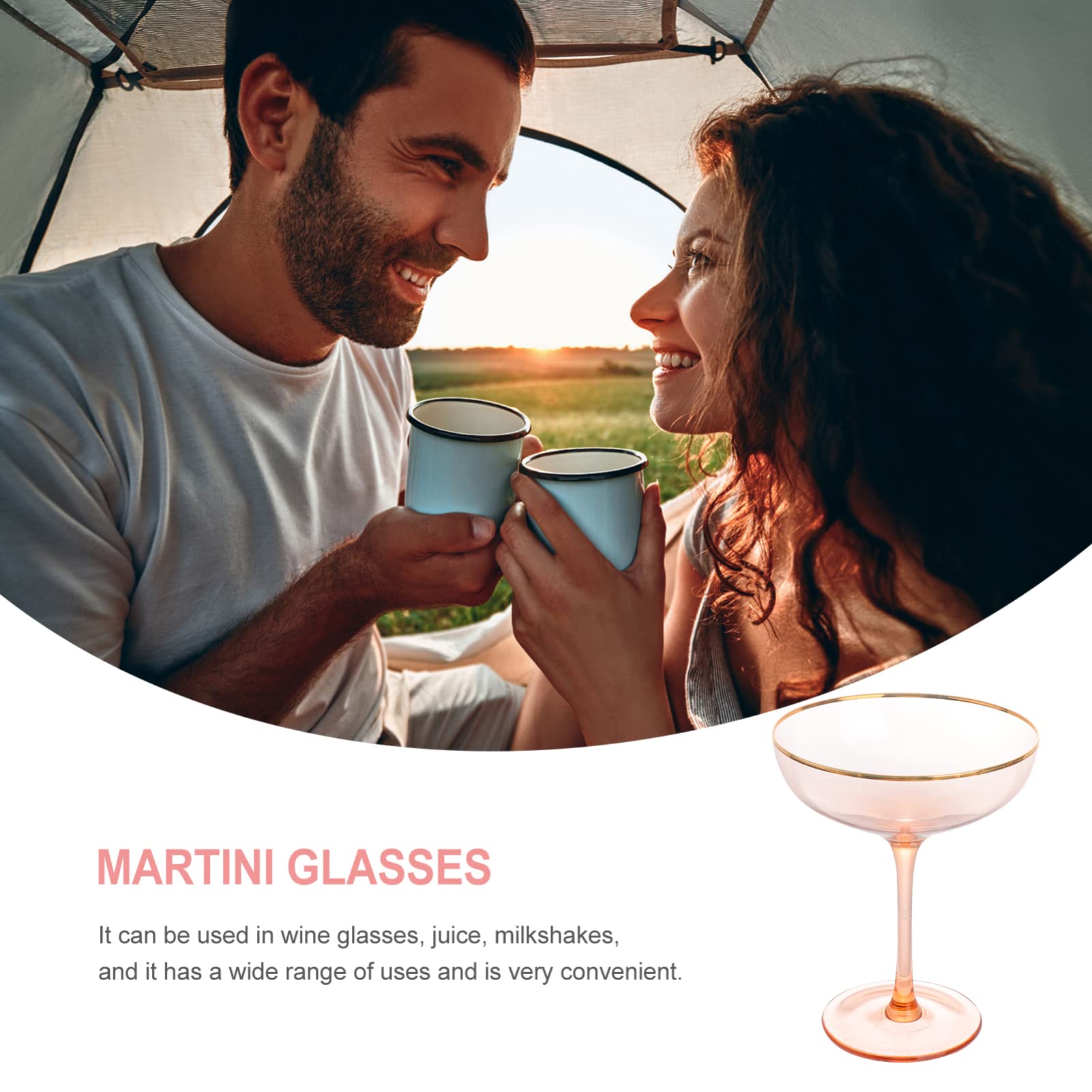 11 Oz Clear Glass Margarita Glasses - Set of 4 Crystal Highball Cocktail Cups for Frozen Drinks, Pink Coupe Bar Glasses (320ml) - Perfect for Parties, Weddings & Home Bars