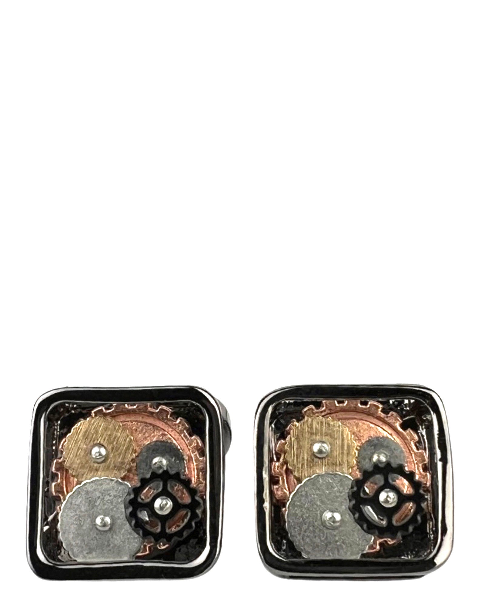 DÉCLIC Gear Square Cufflinks in Gunmetal Finish - Stylish Men's Dress Accessories for Weddings, Business & Formal Events