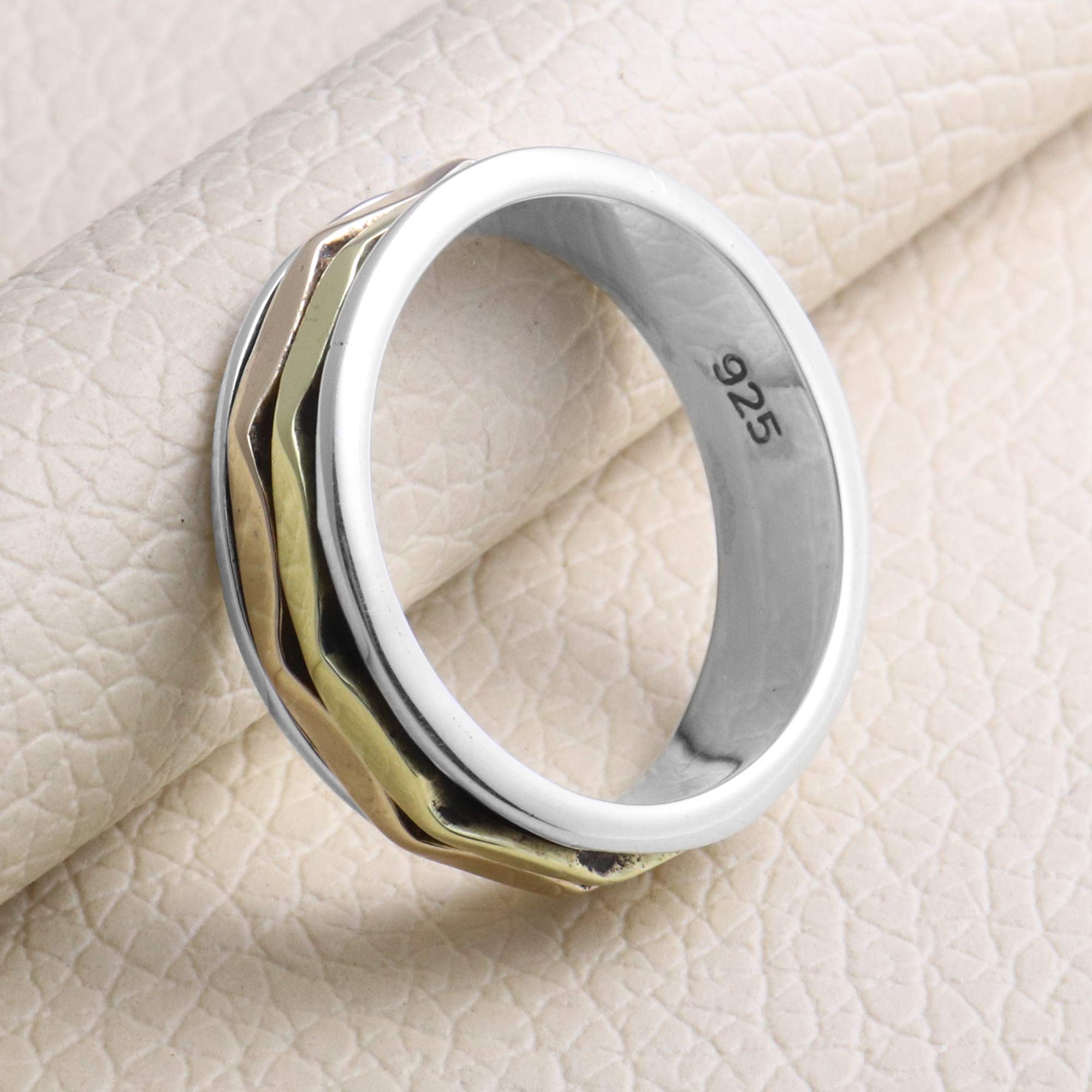 Sterling Silver Spinner Ring - Meditation & Fidget Ring for Stress Relief, Anxiety, Yoga, and Focus - Perfect for Adults and Teens - Hypoallergenic & Durable