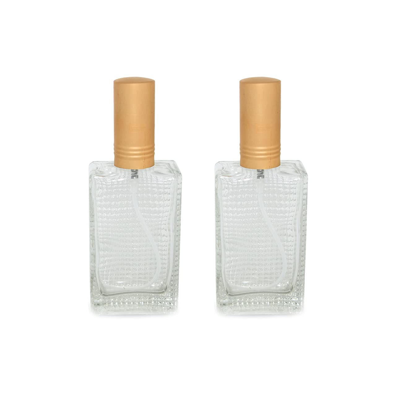 50ml Empty Refillable Glass Bottle with Spray Pump & Double Cap - Perfect for DIY Perfume, Essential Oils, Blends & Rose Water (Pack of 2) - Ideal for Travel, Home Fragrance & Skincare Storage