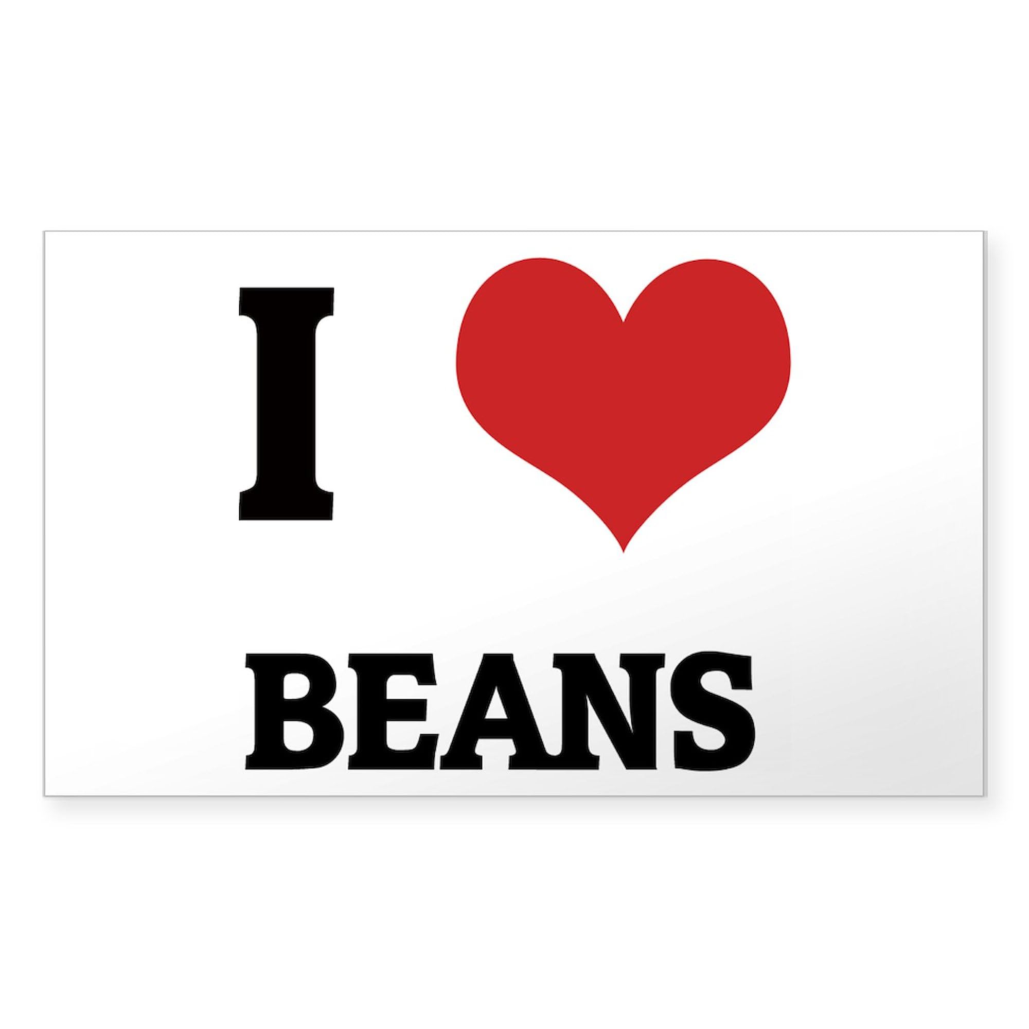 I Love Beans Rectangle Sticker - Funny Car Decal & Bumper Sticker for Coffee Lovers - Perfect for Cars, Laptops, Water Bottles & Gifts