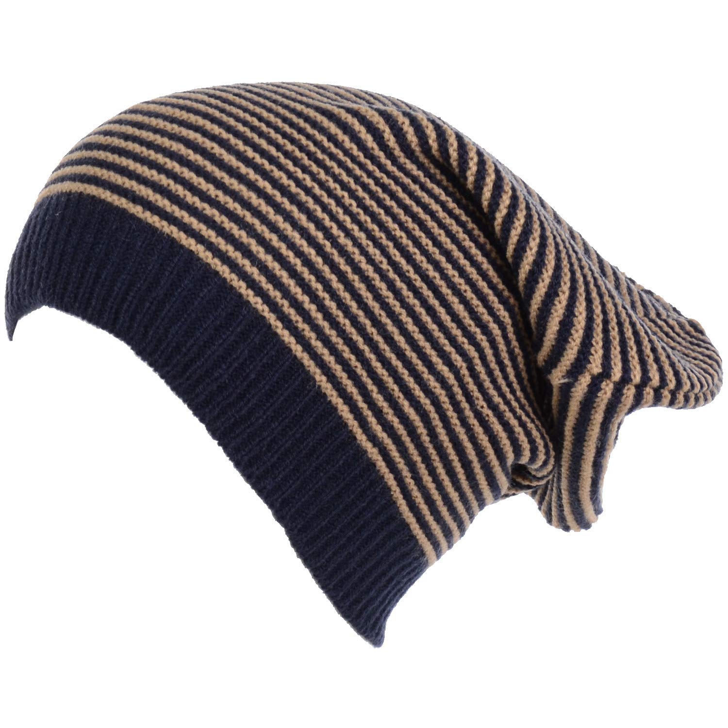 BYOS Unisex Lightweight Slouchy Knit Beanie Hat - Solid, Stripes & Chevron Patterns - Cozy Winter Accessory for Men & Women - Perfect for Outdoor Activities, Casual Wear & Cold Weather Fashion