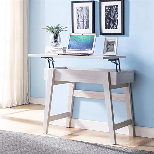 BOWERY HILL Modern White Oak Lift-Top Console Table with Storage | Entryway Sofa Table, Living Room Side Table & Home Office Desk | Space-Saving Multi-Functional Furniture