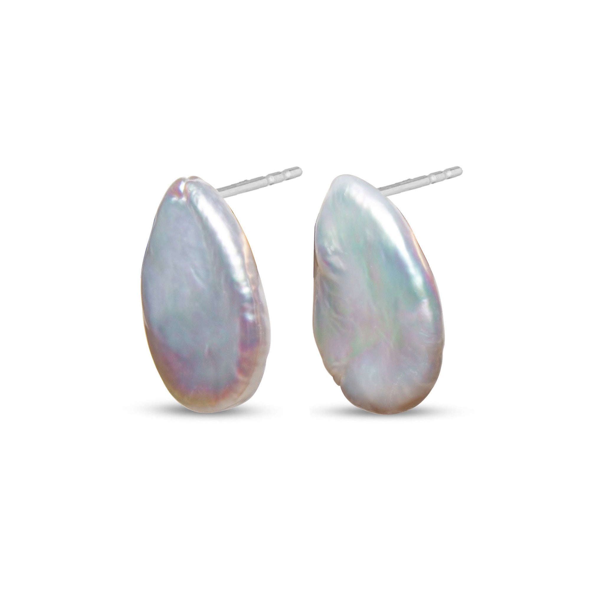 Iridescent Baroque Pearl Stud Earrings – Vintage Leaf Design Dangle Earrings for Women, Perfect for Weddings, Parties & Special Occasions