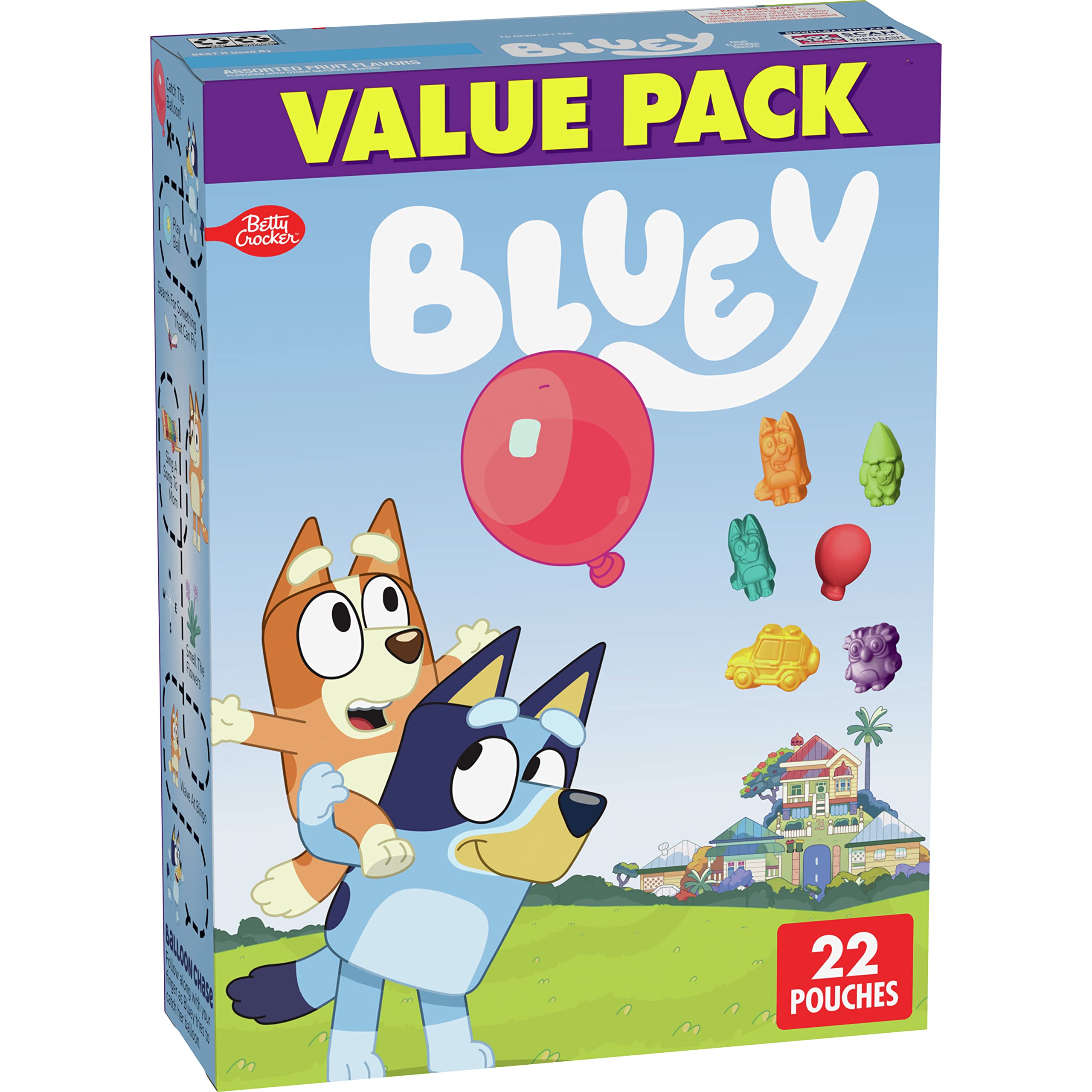 Bluey Fruit Flavored Snacks - Gluten Free, 22 Count Value Pack (17.6 oz) - Easter Basket Stuffers & Treat Pouches for Kids Lunch Box, School Snacks & Party Favors