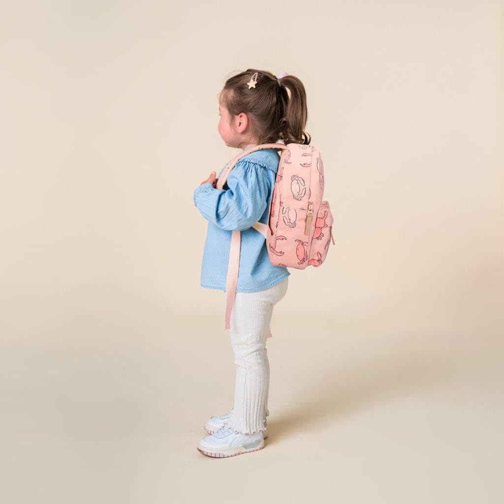 **Kids Backpack with Cute Crab Design - Pink School Bag for Boys & Girls, Lightweight & Durable for School, Travel, and Outdoor Adventures**