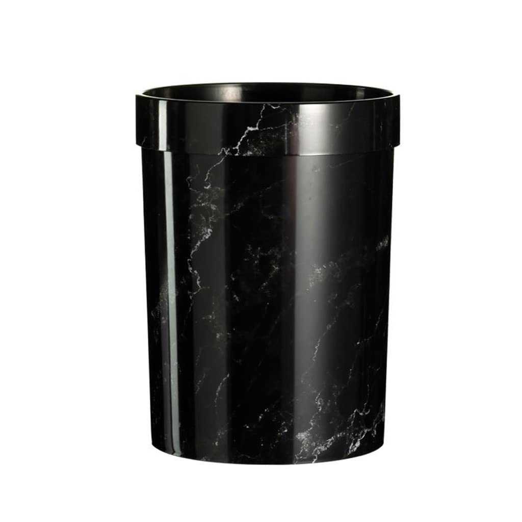 Eco-Friendly Compost Bin for Kitchen & Office - Plastic Waste Can with Marble Pattern, Step Trash Can Without Lid, Black (Perfect for Bathroom, Living Room, Bedroom & European Style Homes)