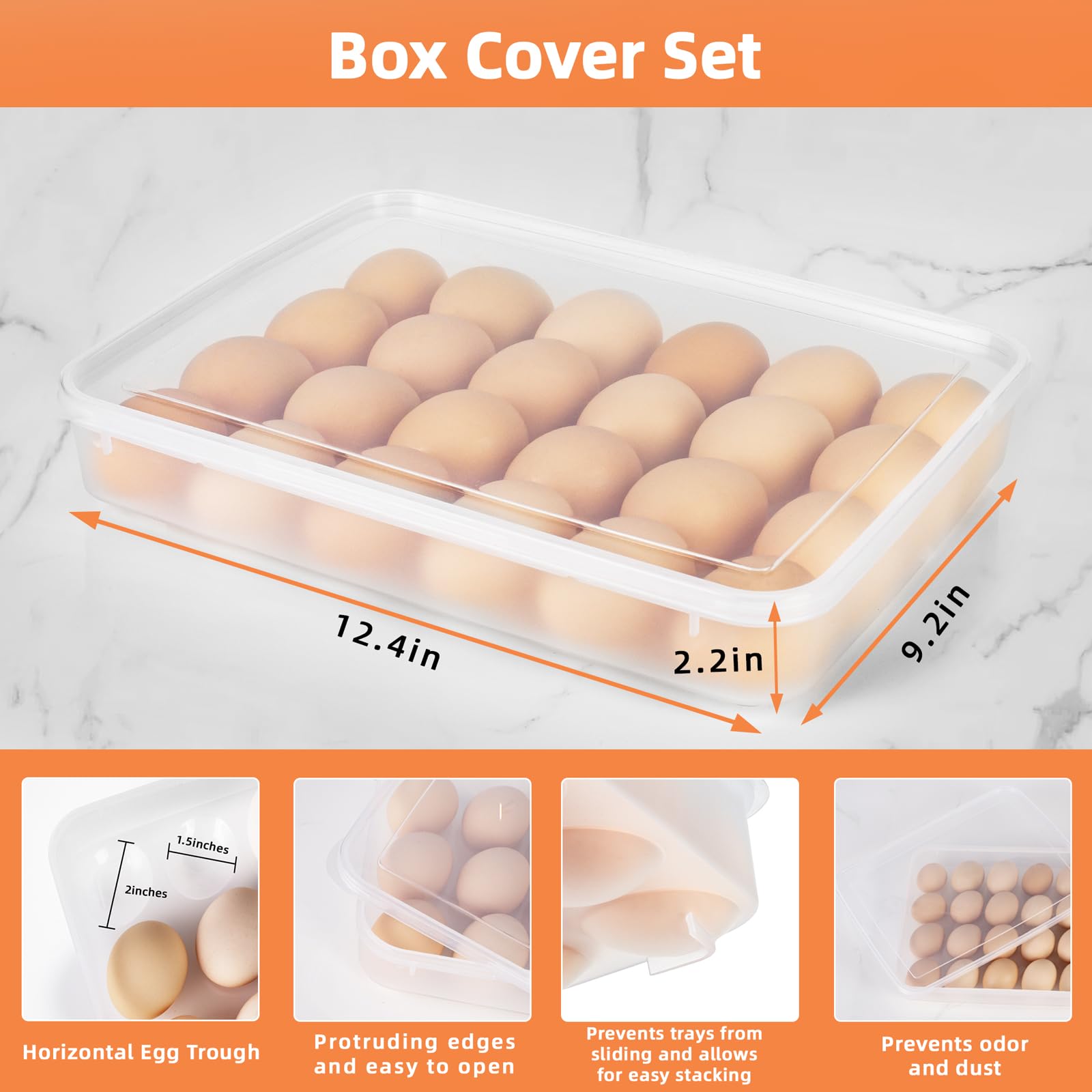 Stackable Deviled Egg Containers with Lid (Set of 2) – Clear Plastic Egg Carrier for 48 Eggs, Refrigerator Storage & Party Serving Tray – Perfect for Easter, Picnics, Potlucks & Holiday Gatherings