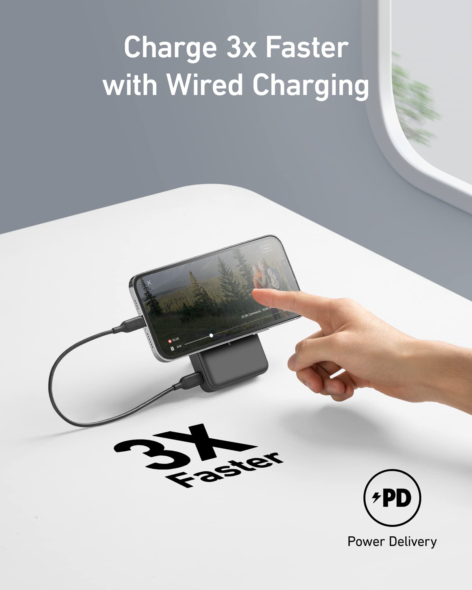 Anker 633 Magnetic Battery - 10,000mAh Foldable Wireless Portable Charger with Stand | 20W USB-C PD Power Bank | Magsafe-Compatible for iPhone 16/15/14/13/12 Series | Perfect for Travel, Office & On-the-Go Charging