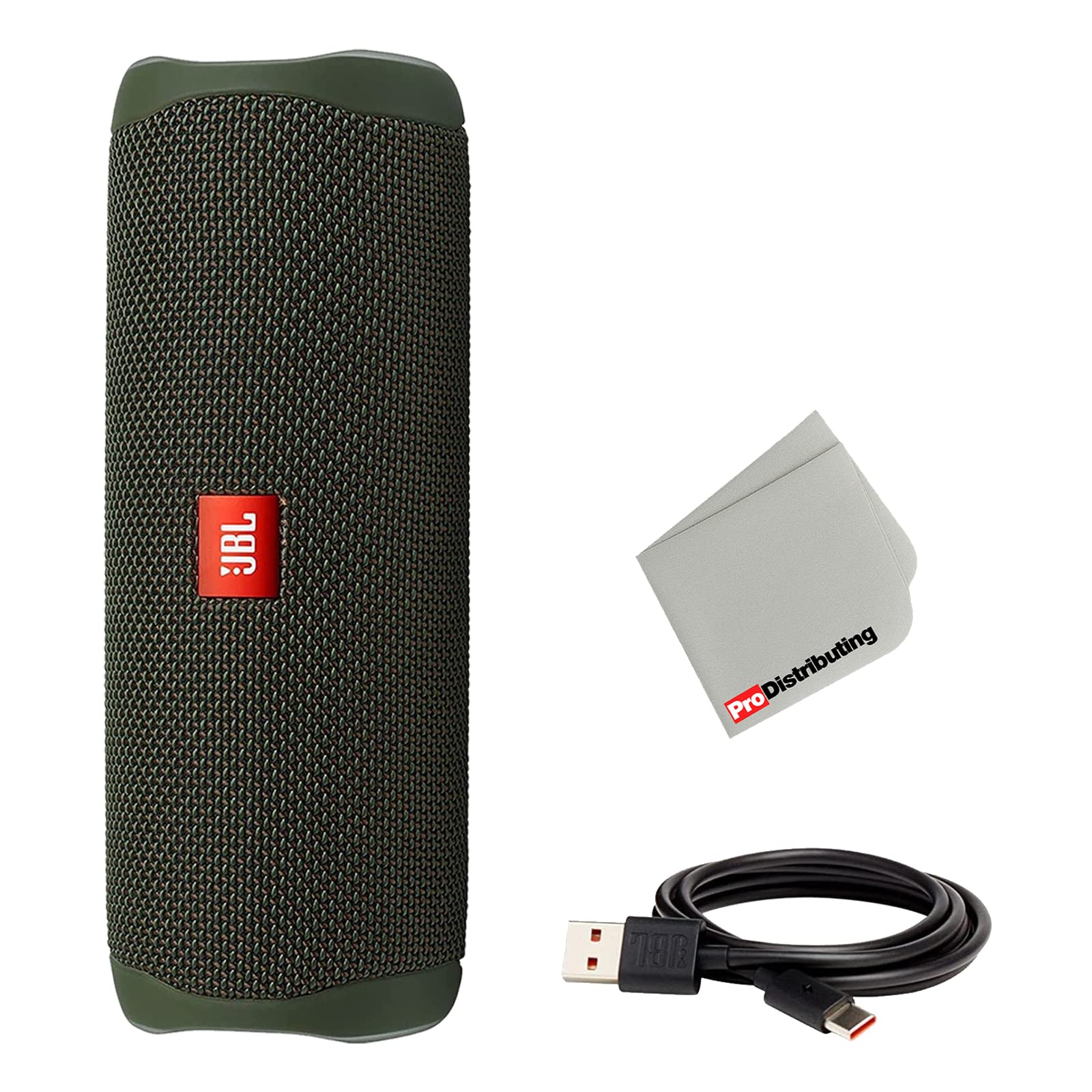JBL FLIP 5 Waterproof Portable Bluetooth Speaker - IPX7 Rated, 12 Hours Playtime, Green (Includes Microfiber Cleaning Cloth) - Perfect for Pool Parties, Beach Outings & Outdoor Adventures