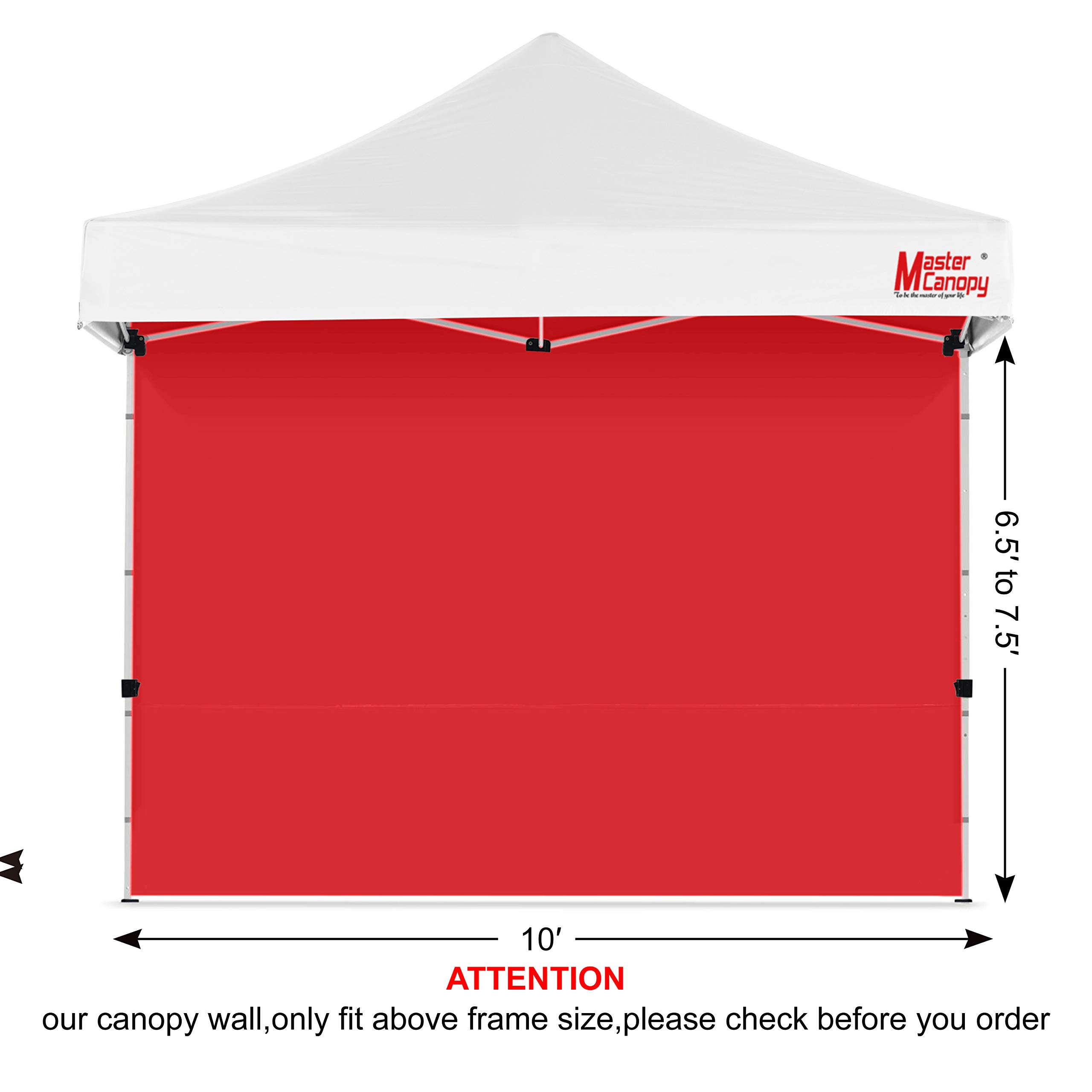MASTERCANOPY Instant Canopy Tent Sidewall for 10x10 Pop Up Canopy - Waterproof & UV Protection - 1 Piece Red - Perfect for Outdoor Events, Camping, and Beach Parties
