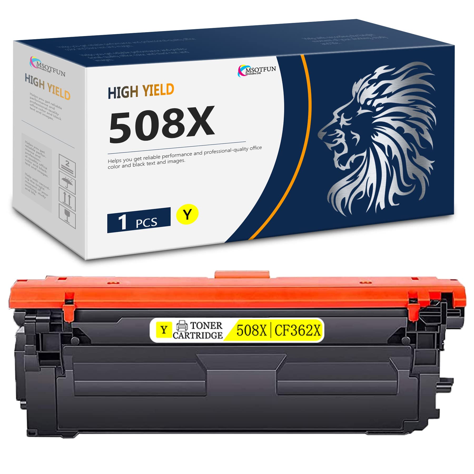 MSOTFUN Compatible 508X CF362X Yellow Toner Cartridge Replacement for HP 508X - Works with HP M552dn M553n M553dn M553x M553dh M577dn M577z M577f M577c M577dnm M577cm Printers (1-Pack) - Ideal for Office Printing, High-Quality Documents & Business Reports