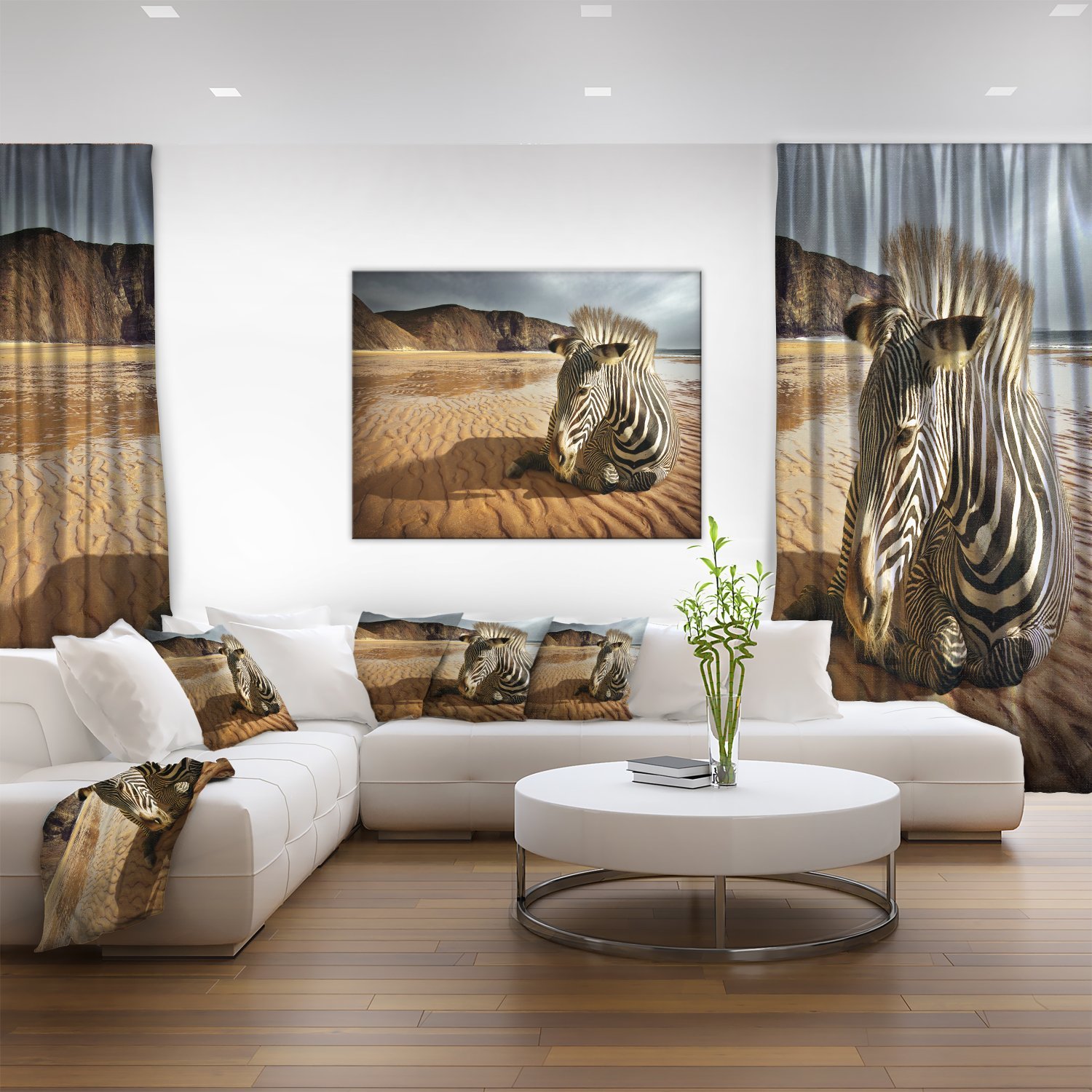 Zebra Wildlife Photography Art Print - Stunning Beach Animal Wall Decor for Living Room, Bedroom & Office