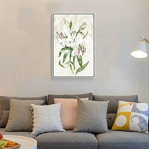 Floating Framed Canvas Wall Art - Vintage Flower Print 16x24 Inches - Ready to Hang Home Decor for Living Room & Bedroom - Perfect for Housewarming Gifts & Modern Interior Design