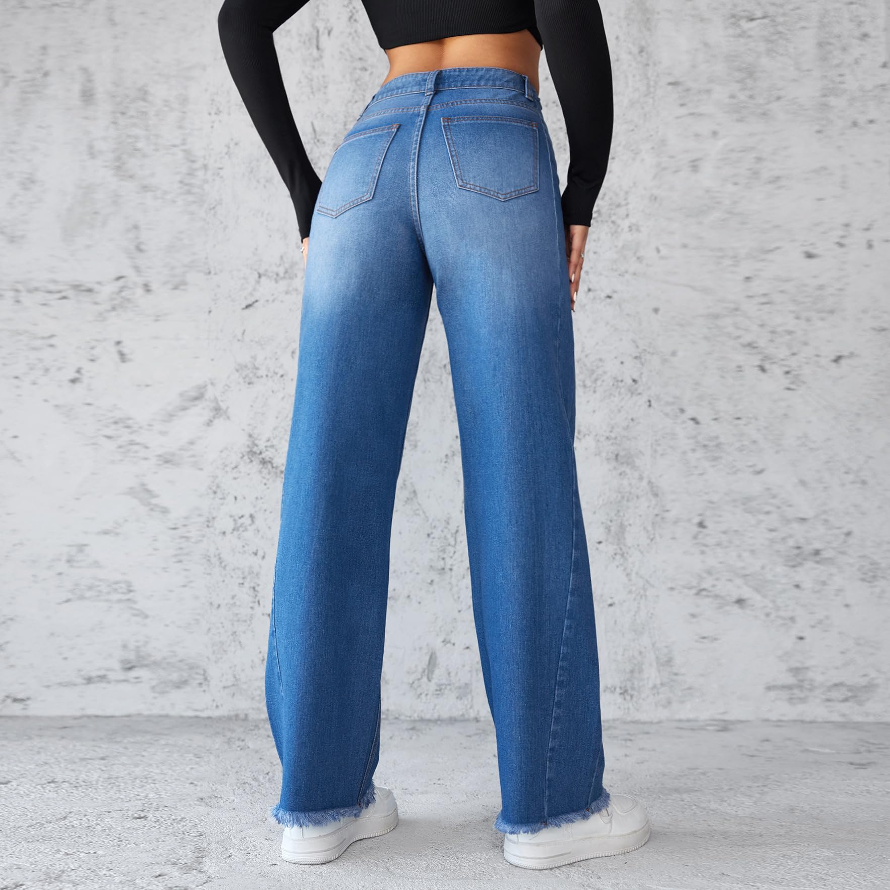 Women's High Waist Wide Leg Jeans - Trendy Straight Loose Fit Boyfriend Denim Pants with Bootcut Style | Perfect for Casual Outfits, Streetwear Fashion & Everyday Comfort
