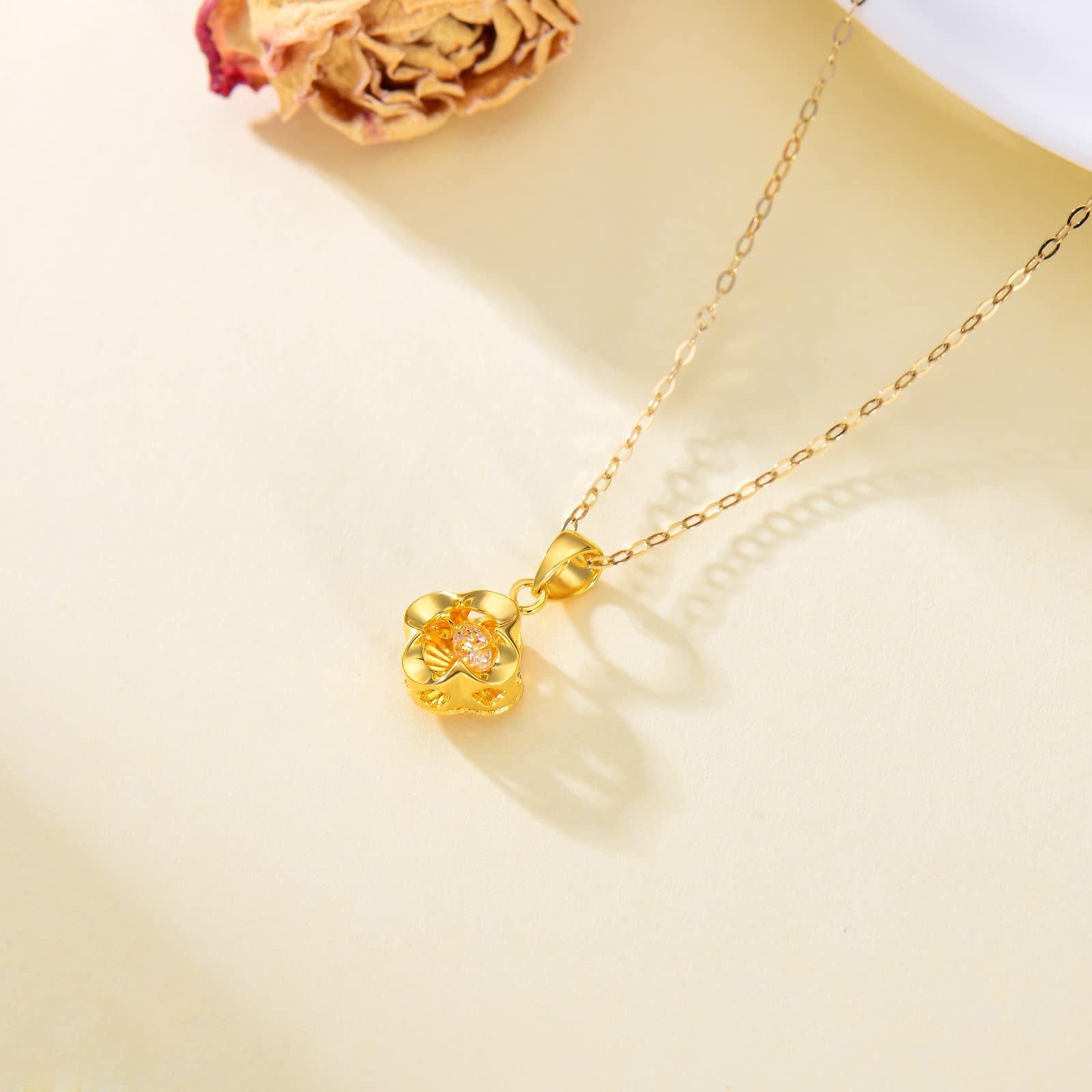 18K Solid Gold Necklace for Women - Real Gold Pendant Jewelry Gift for Wife, Girlfriend, Anniversary, Birthday, Valentine's Day | 18