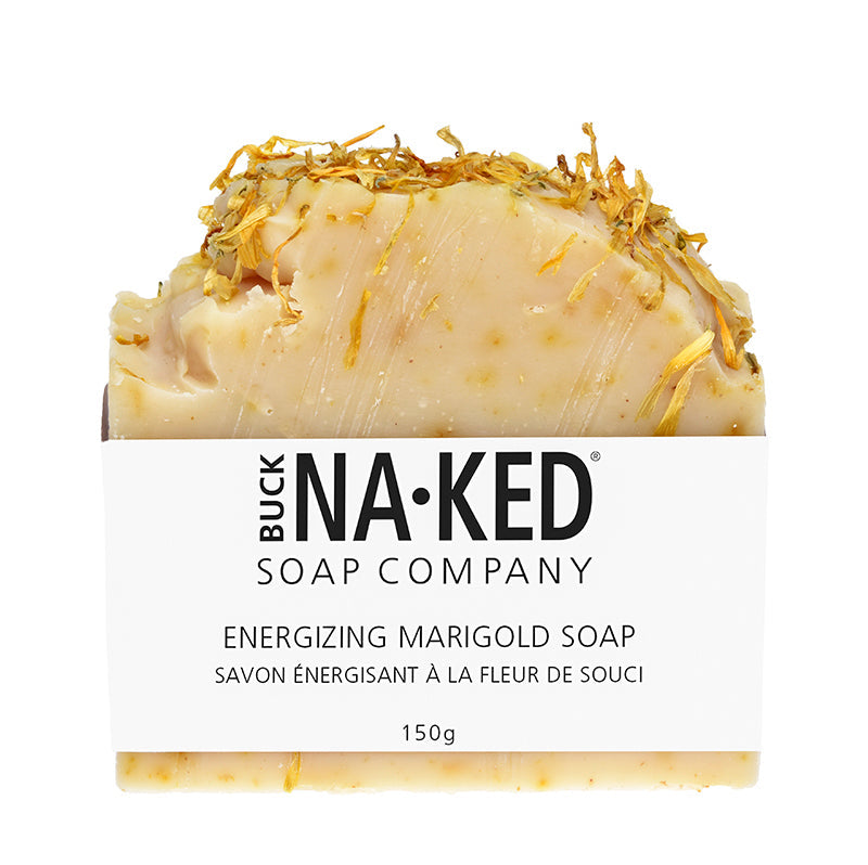 Buck Naked Soap Co. | Energizing Marigold Soap Bar - Natural Handmade Soap with Calendula & Essential Oils for Men & Women - Perfect for Morning Shower & Spa Day