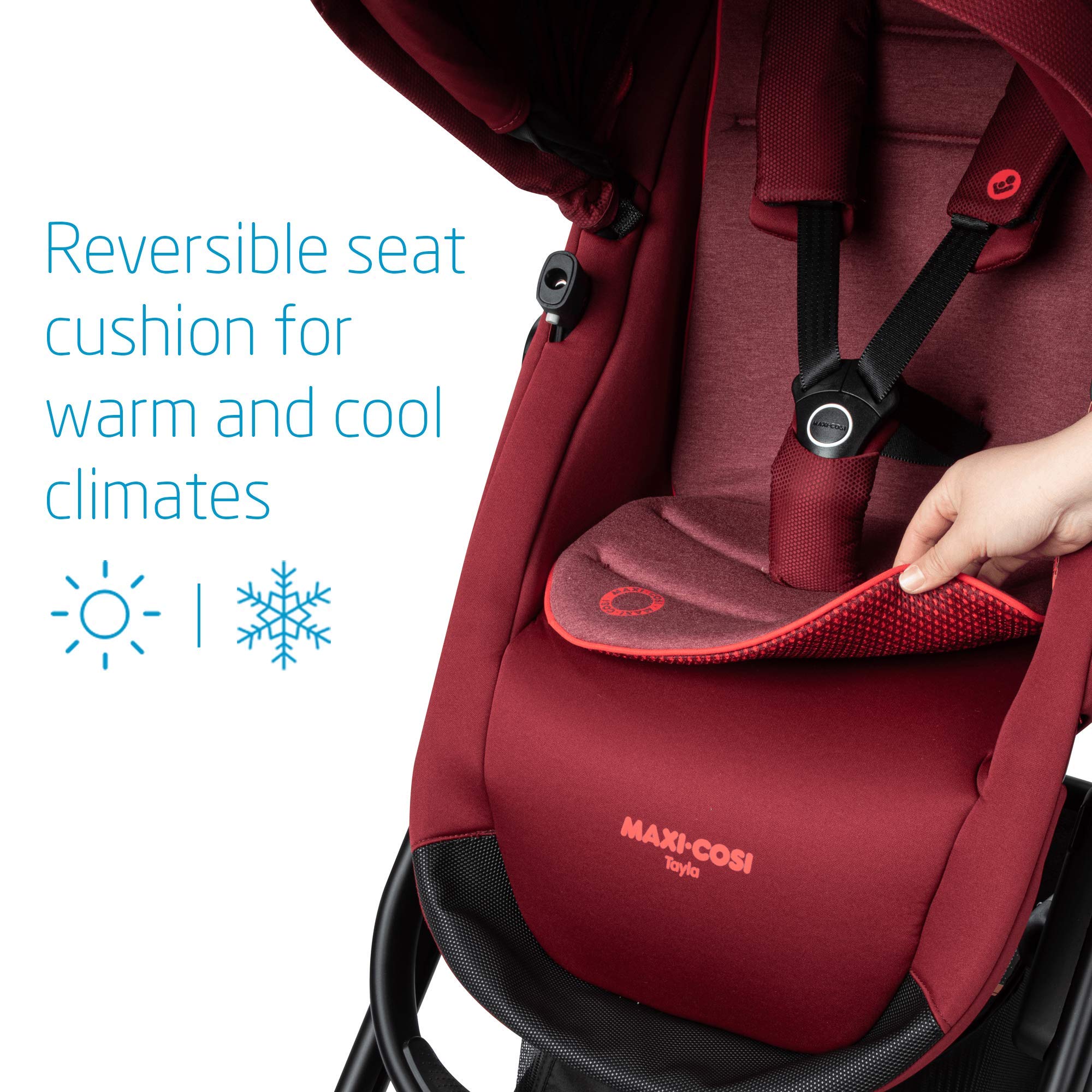 Maxi-Cosi Tayla Lightweight Modular Stroller - Reversible Seat (Parent or World Facing) in Essential Red | Compact Travel Stroller for Newborns & Toddlers | Perfect for City Walks, Shopping & Air Travel