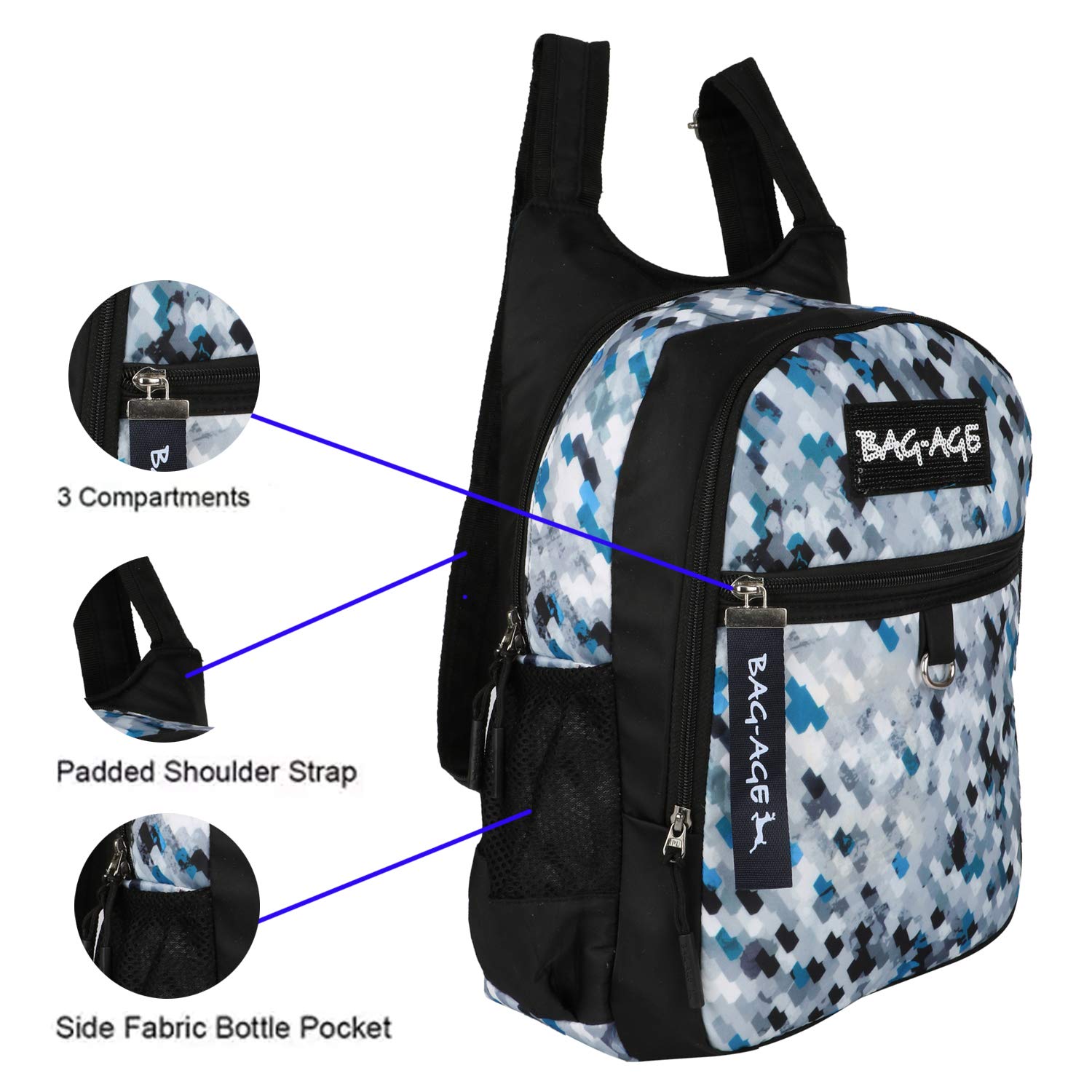 AREO Kids Backpack - Large Capacity Lightweight Waterproof School Bag with Black White Camouflage Design | Perfect for School, Travel & Outdoor Adventures
