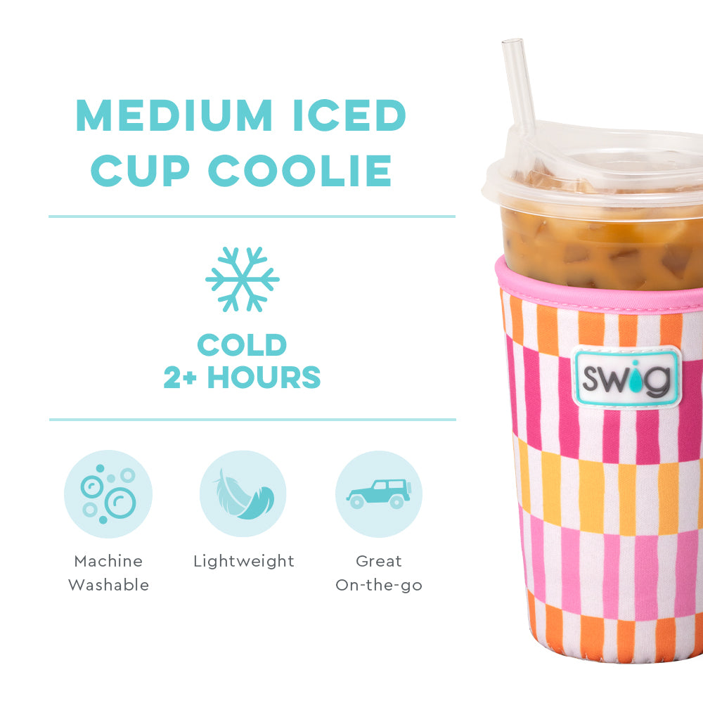 Sherbet Stripe Medium Iced Cup Coolie - Insulated Tumbler for Cold Drinks, Perfect for Summer Picnics, Beach Parties and Outdoor Adventures