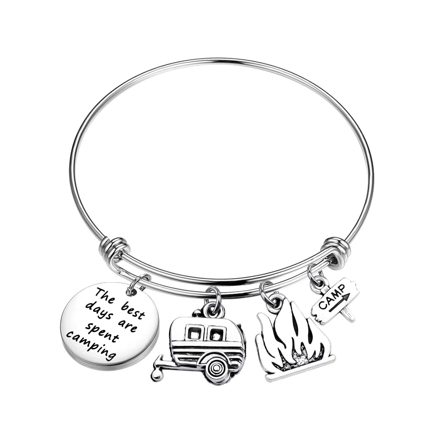 KUIYAI Happy Camping Bracelet - Best Camping Jewelry Gift for Women & Men | Perfect for Outdoor Adventures, Hiking Trips & Nature Lovers Accessories