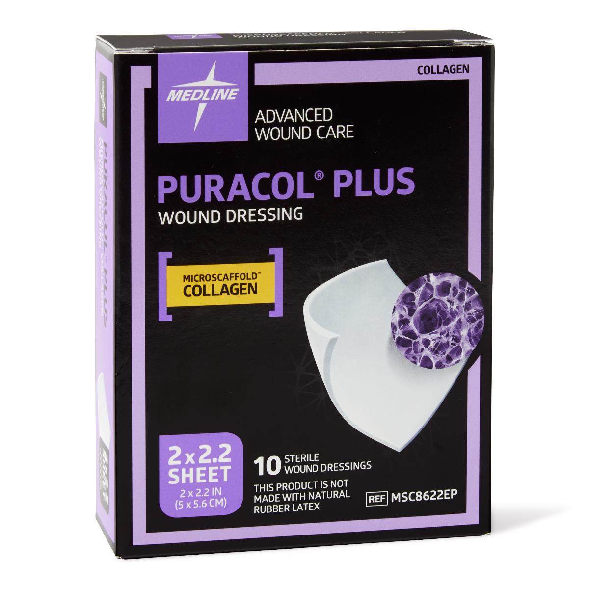 Puracol Plus Collagen Wound Dressings 2x2.25 Inches - Box of 10 | Advanced Healing for Chronic Wounds, Ulcers & Surgical Sites | Medical-Grade Collagen Treatment for Faster Recovery
