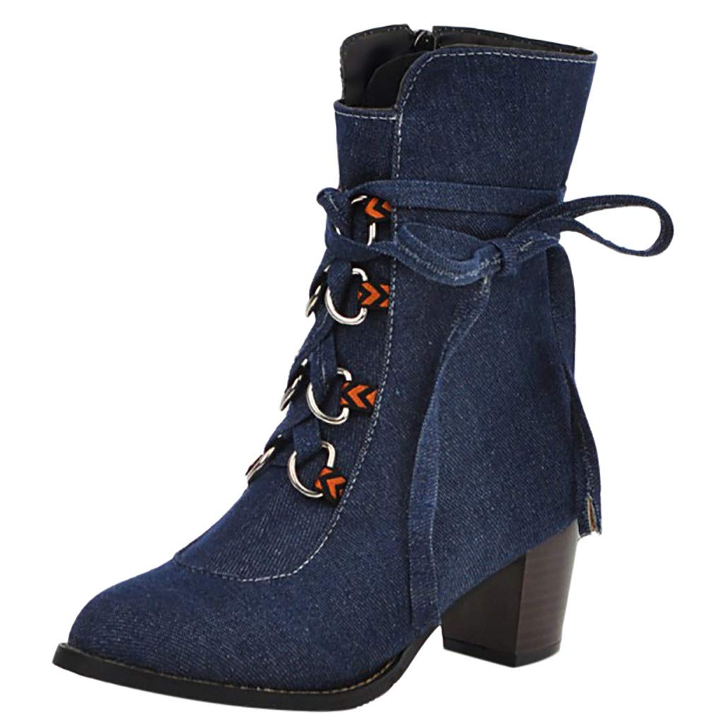 Women's Comfortable Low-Heel Cowboy Boots - Stylish Lace-Up Ankle Boots for Western Fashion & Everyday Wear | Perfect for Riding, Country Outfits & Casual Outings